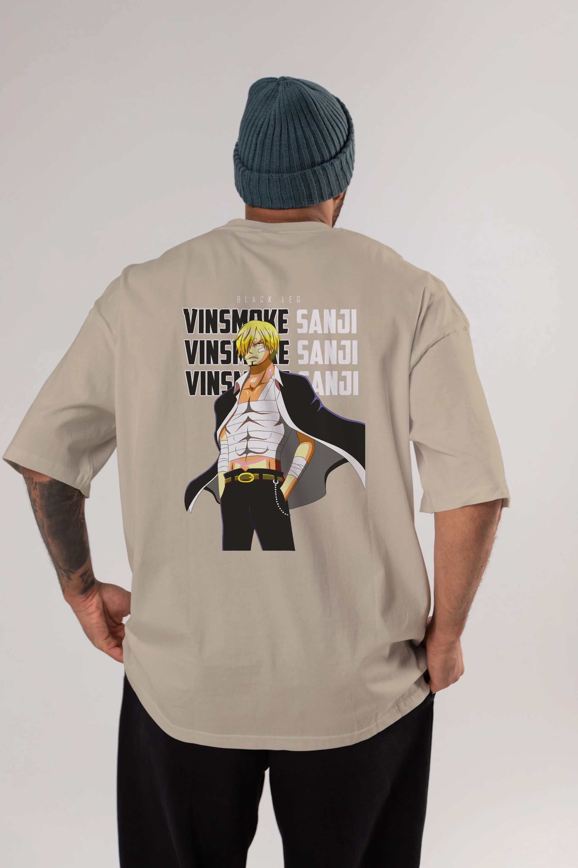 Sanji Anime Arka Baskılı Oversize t-shirt Erkek Kadın Unisex %100 pamuk tişort