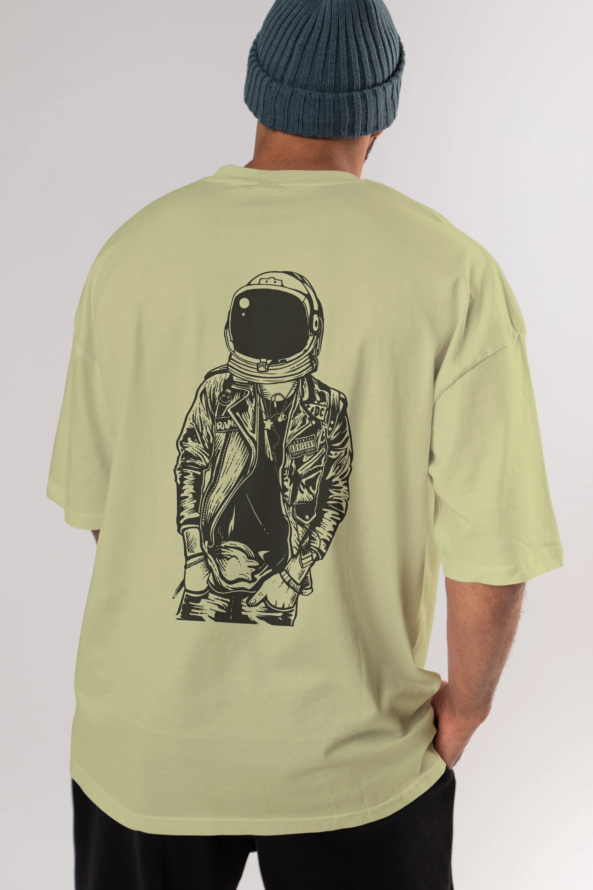 Astronaut Punkster Arka Baskılı Oversize t-shirt Erkek Kadın Unisex %100 Pamuk