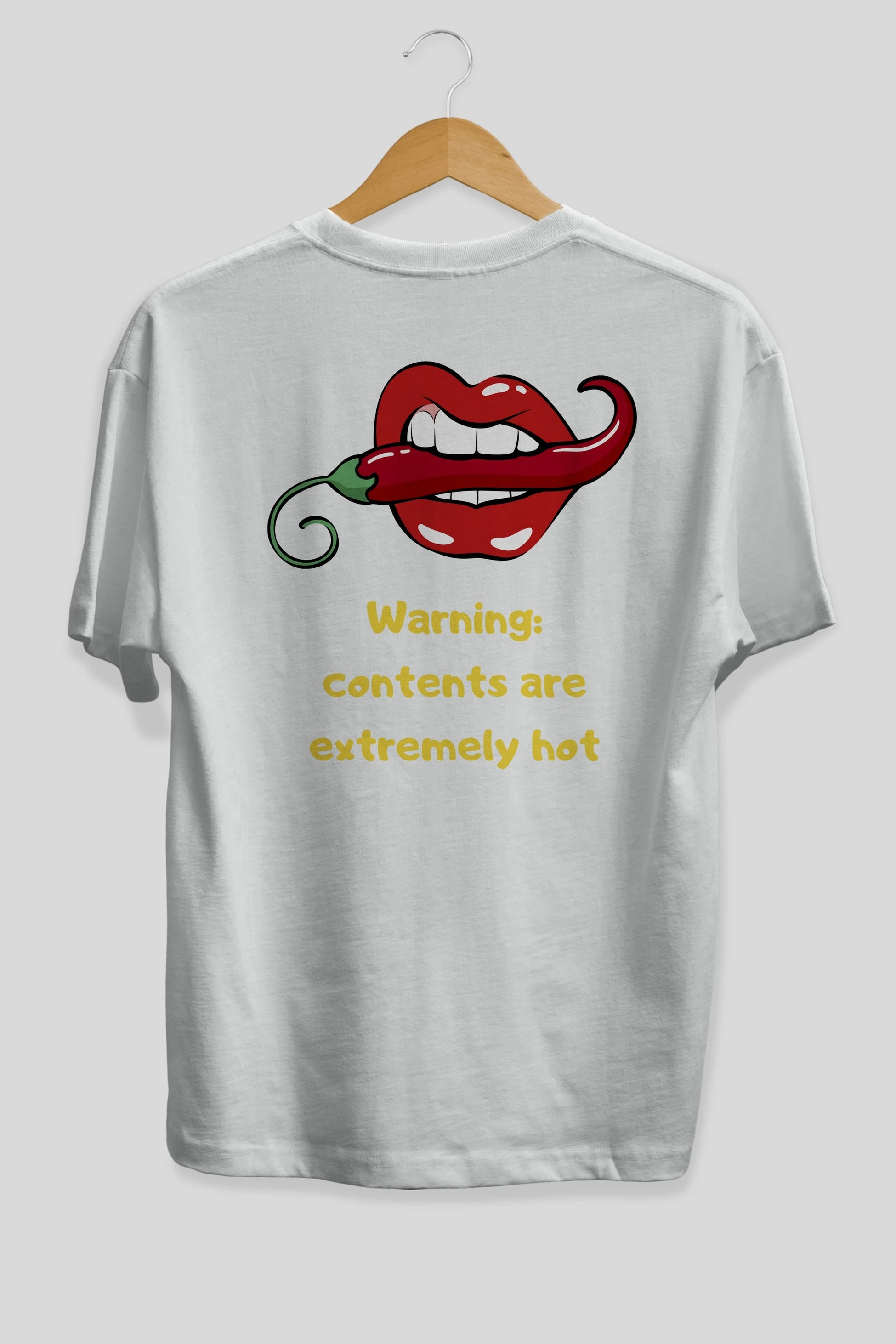 Warning Contents Yazılı Arka Baskılı Oversize t-shirt Erkek Kadın Unisex