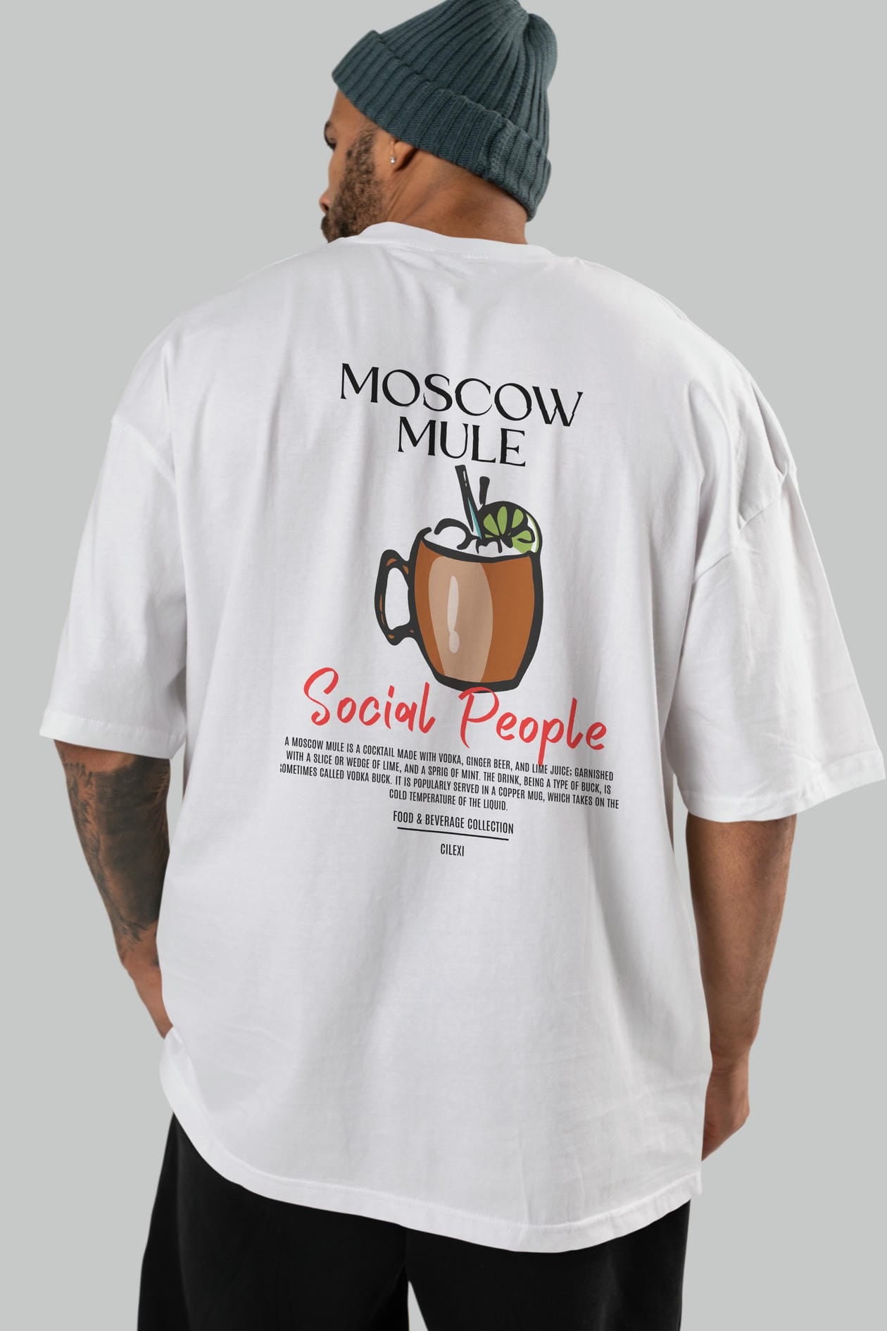 Moscow Mule Kokteyl Serisi Baskılı Oversize t-shirt Erkek Kadın Unisex %100 Pamuk Bisiklet Yaka tişort