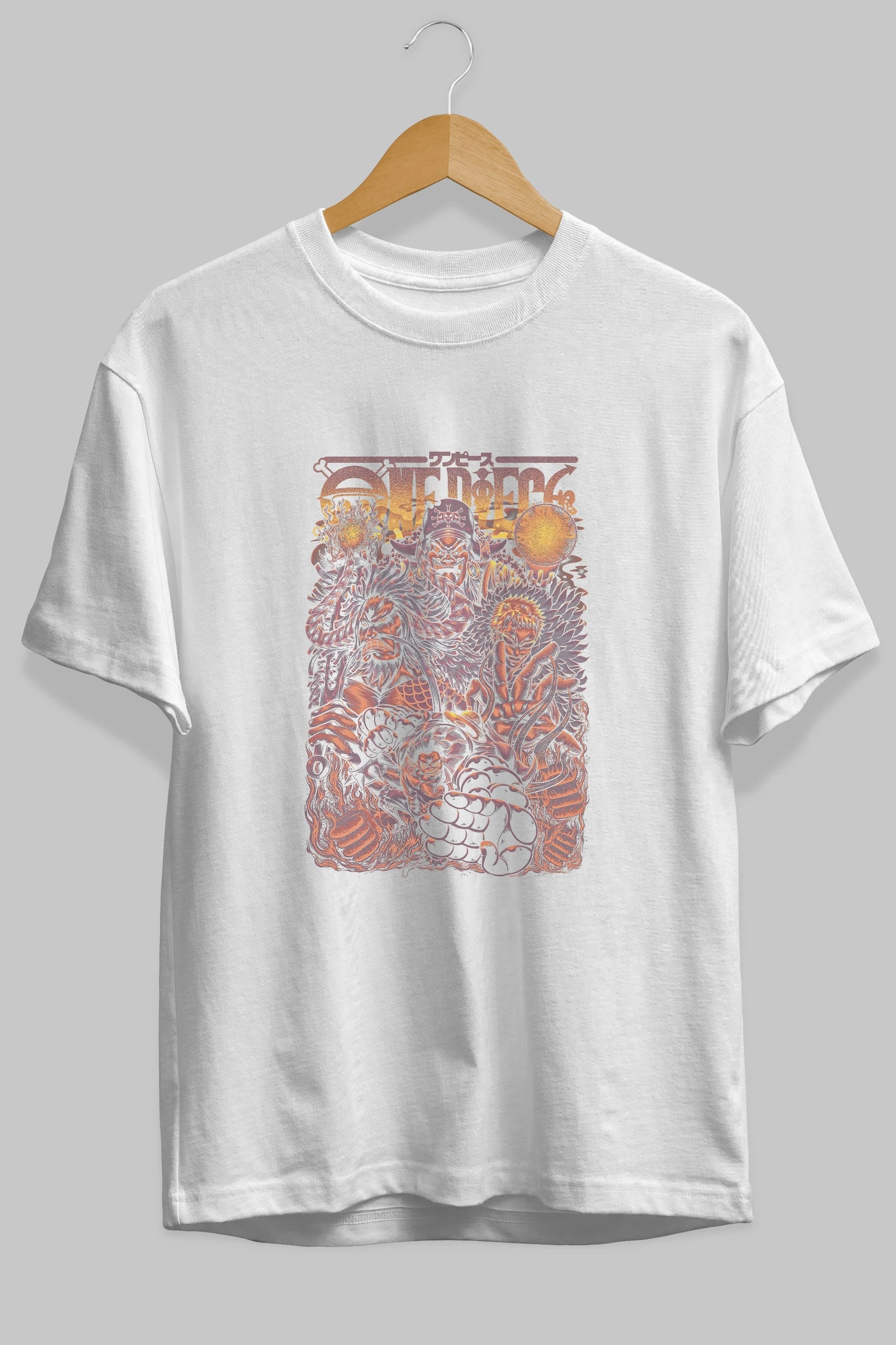 ONE PIECE Anime Ön Baskılı Oversize t-shirt %100 pamuk Erkek Kadın Unisex