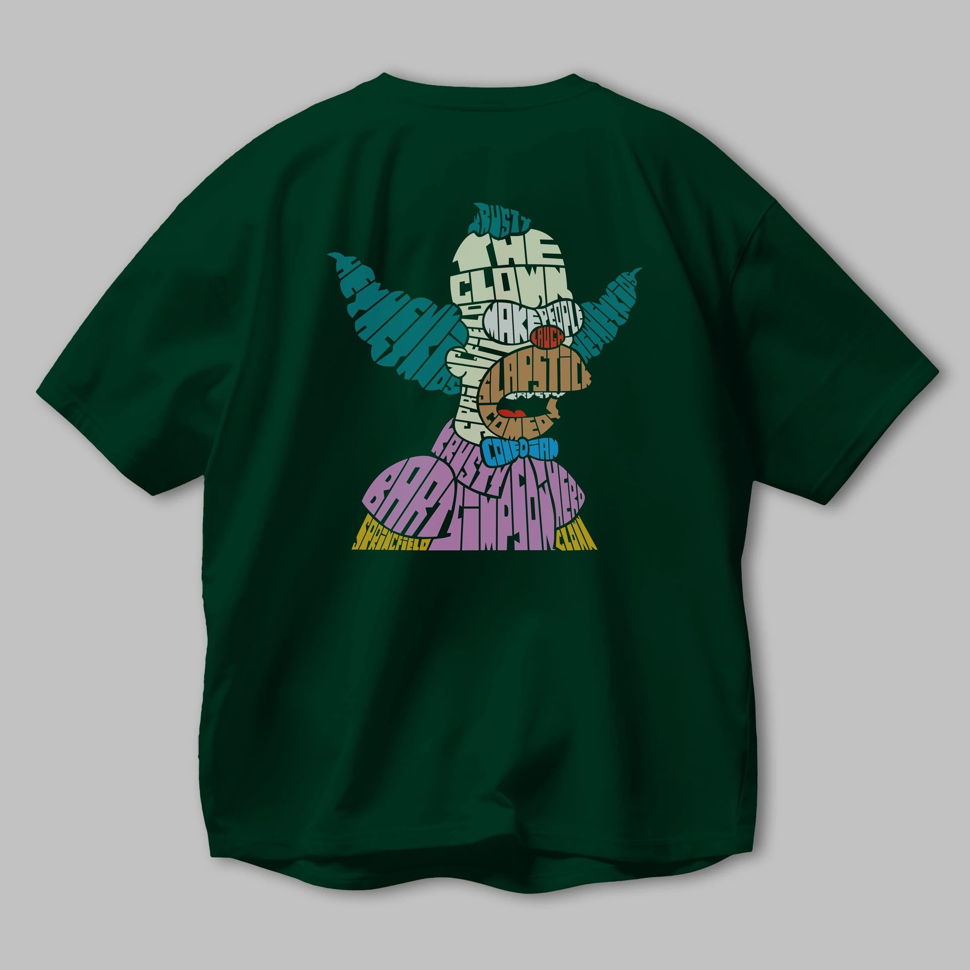 Krusty Clown Arka Baskılı Oversize t-shirt %100 pamuk Erkek Kadın Unisex