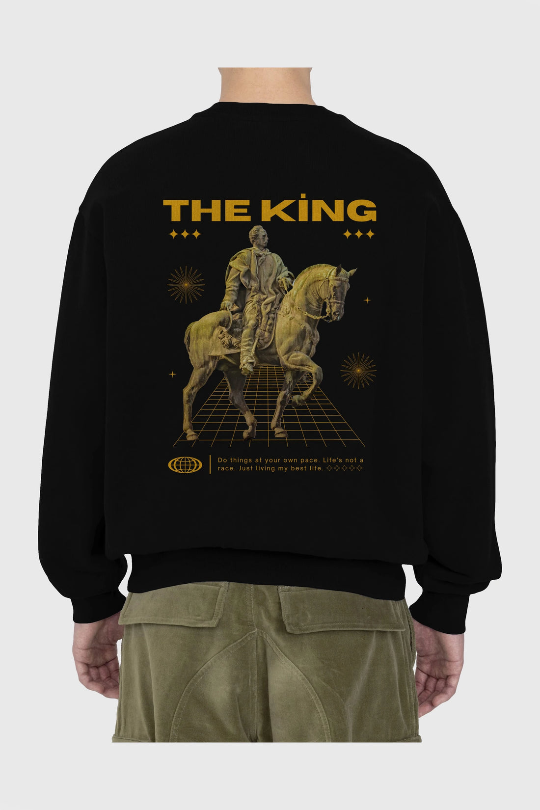 The King Yazılı Arka Baskılı Oversize Sweatshirt Erkek Kadın Unisex