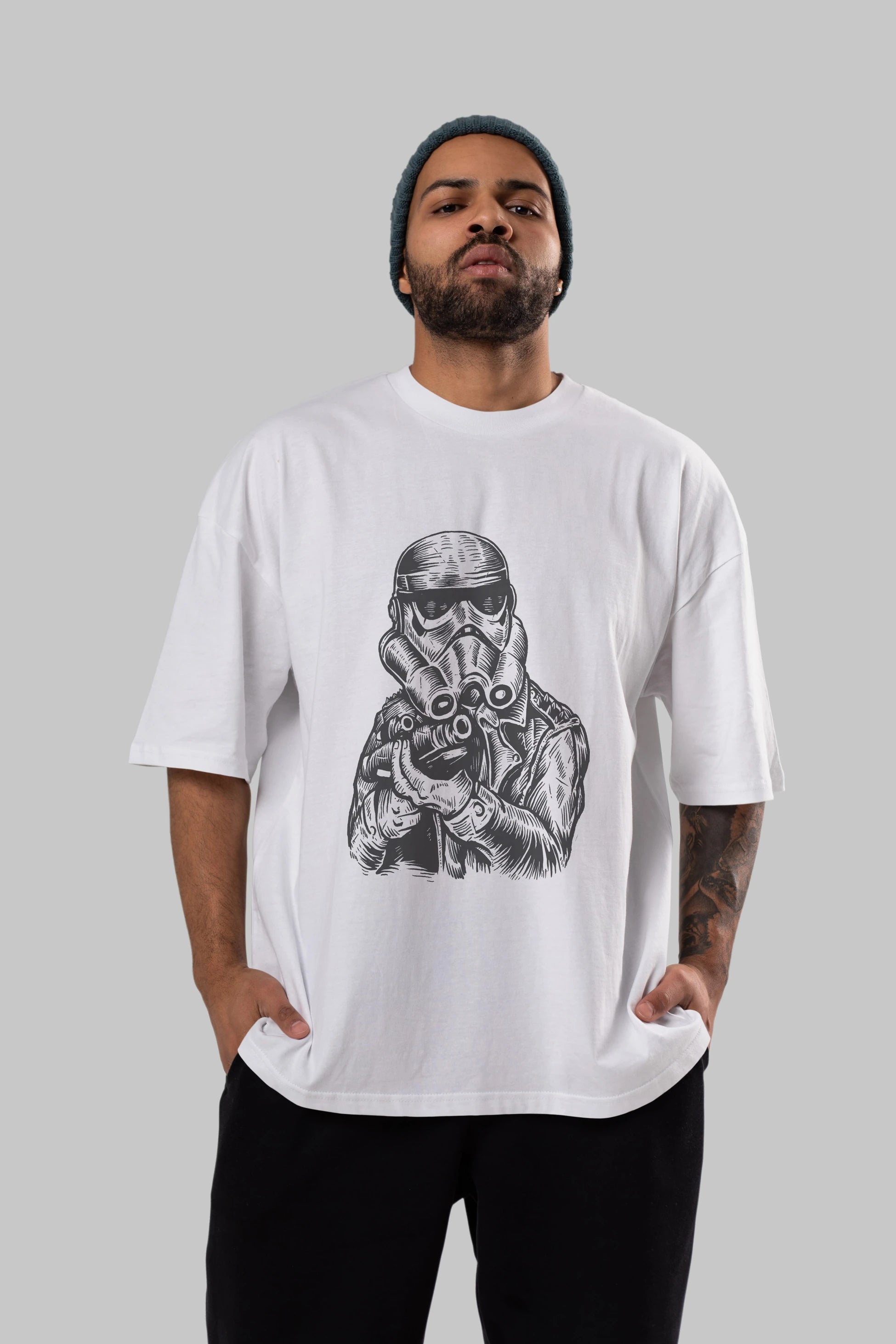 Punktrooper Ön Baskılı Oversize t-shirt Erkek Kadın Unisex %100 Pamuk tişort