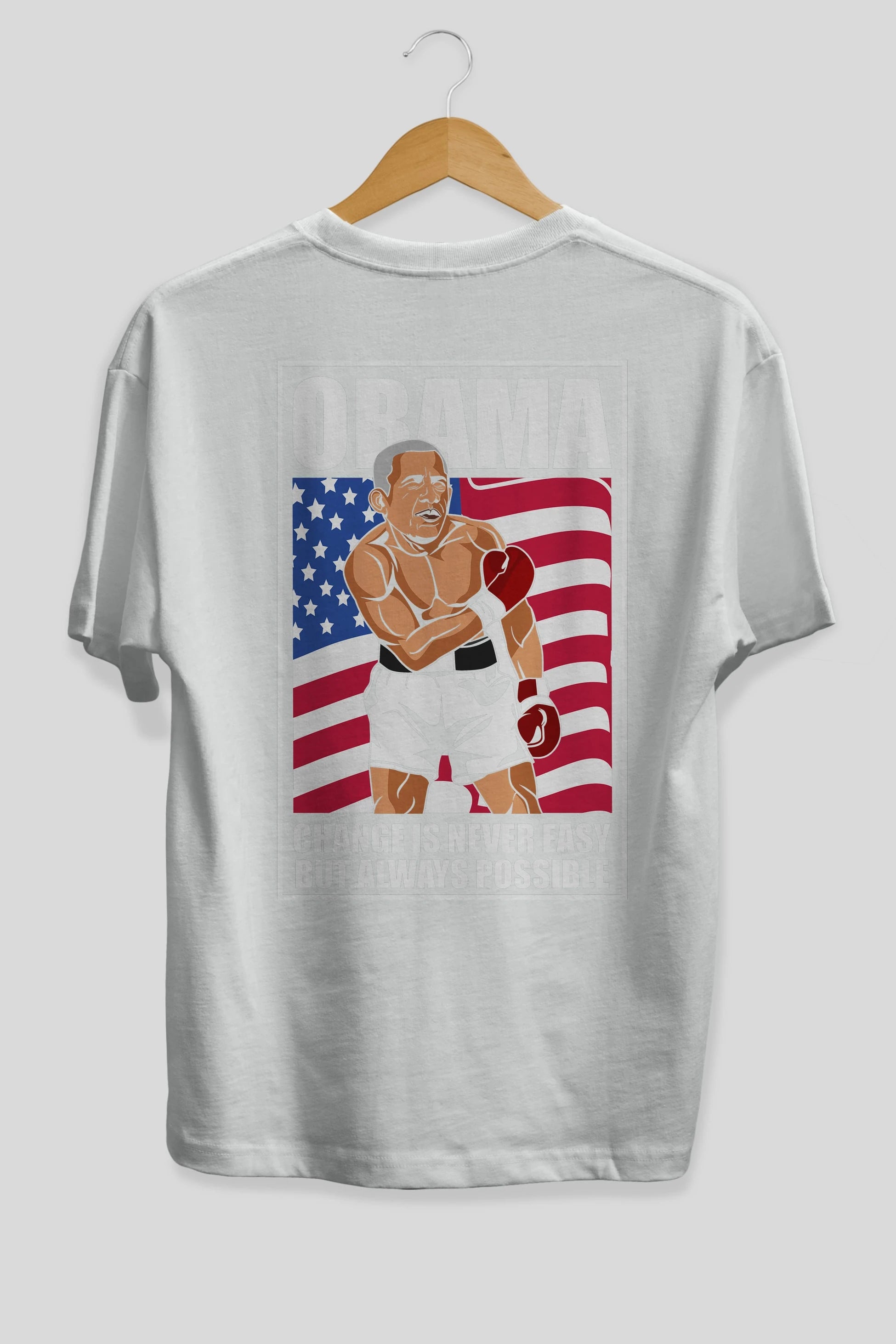 Obama Arka Baskılı Oversize t-shirt Erkek Kadın Unisex %100 Pamuk tişort