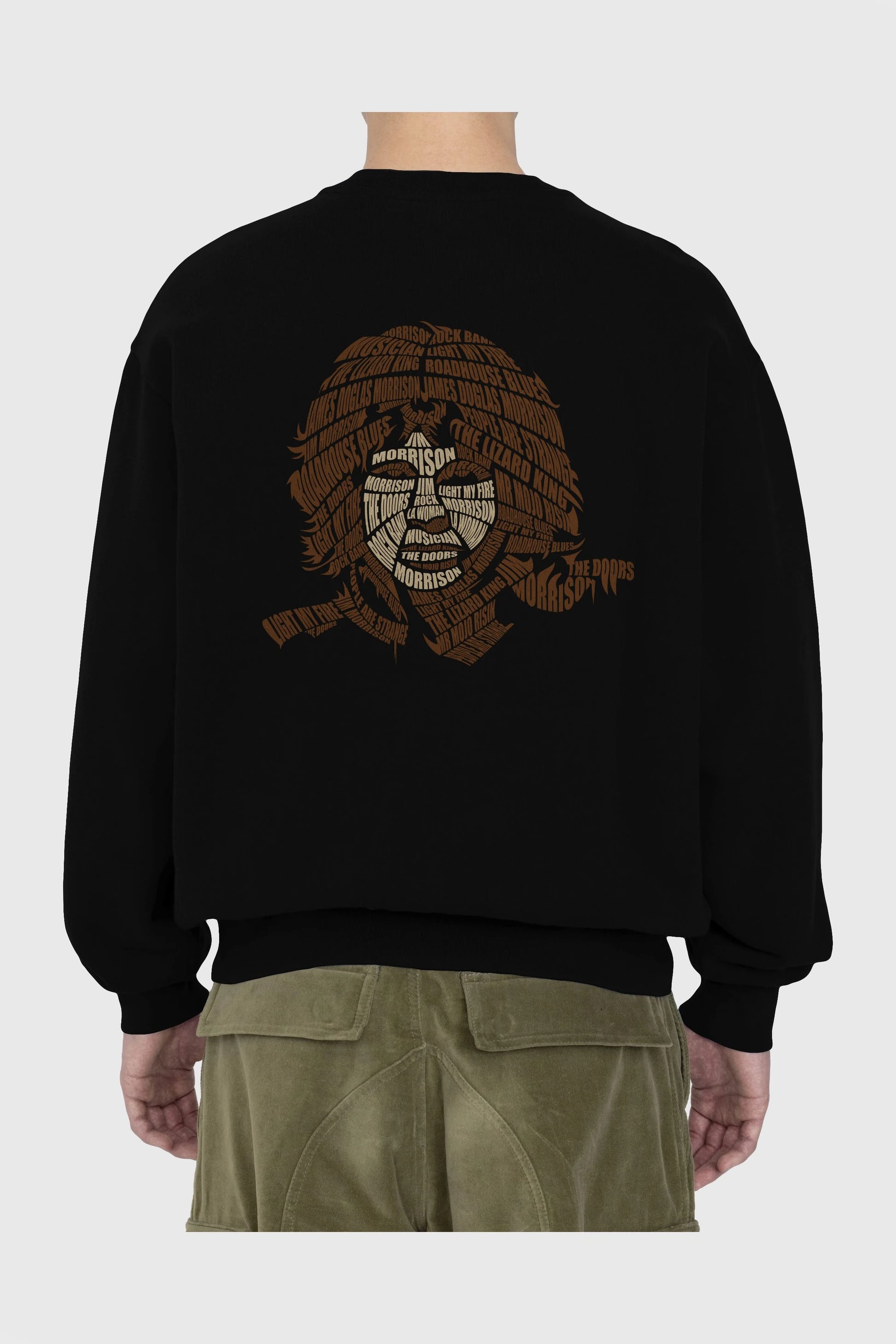 Jim Morrison Calligram Arka Baskılı Oversize Sweatshirt Erkek Kadın Unisex