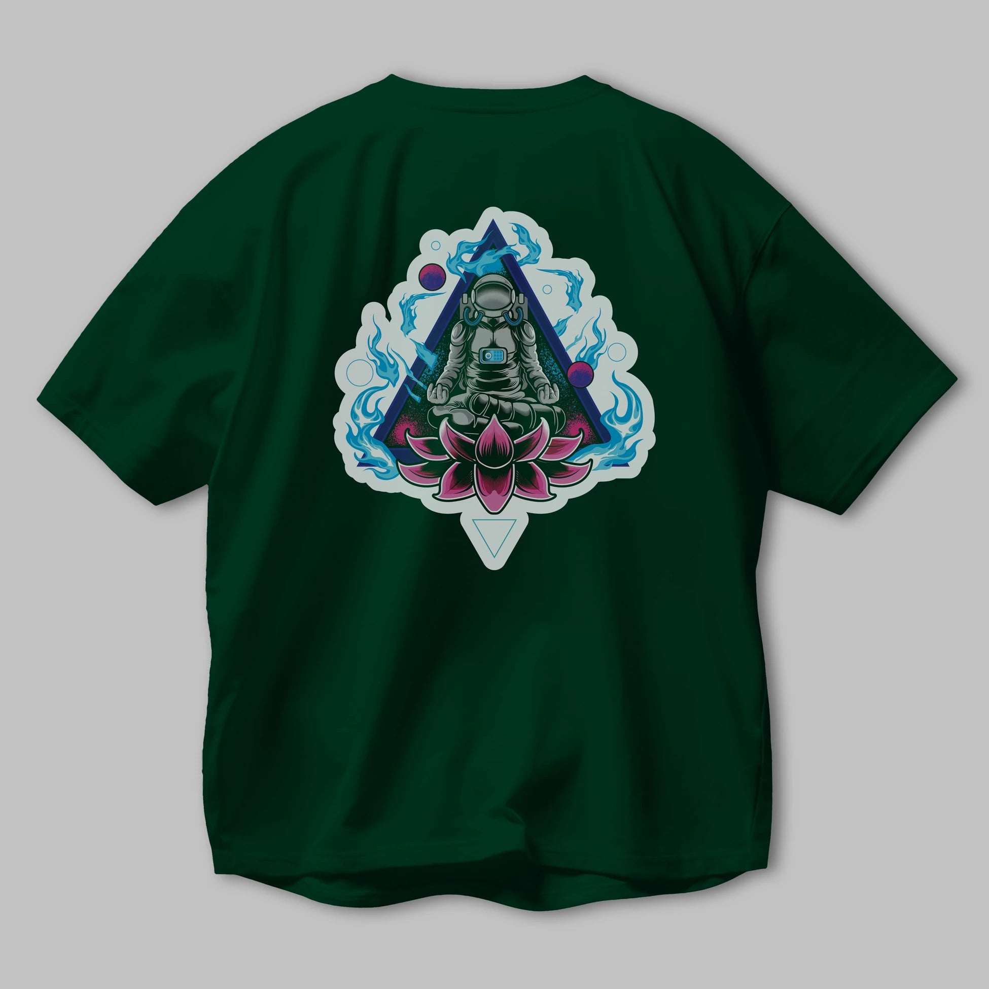 Astronaut Meditation Sticker Arka Baskılı Oversize t-shirt Erkek Kadın Unisex