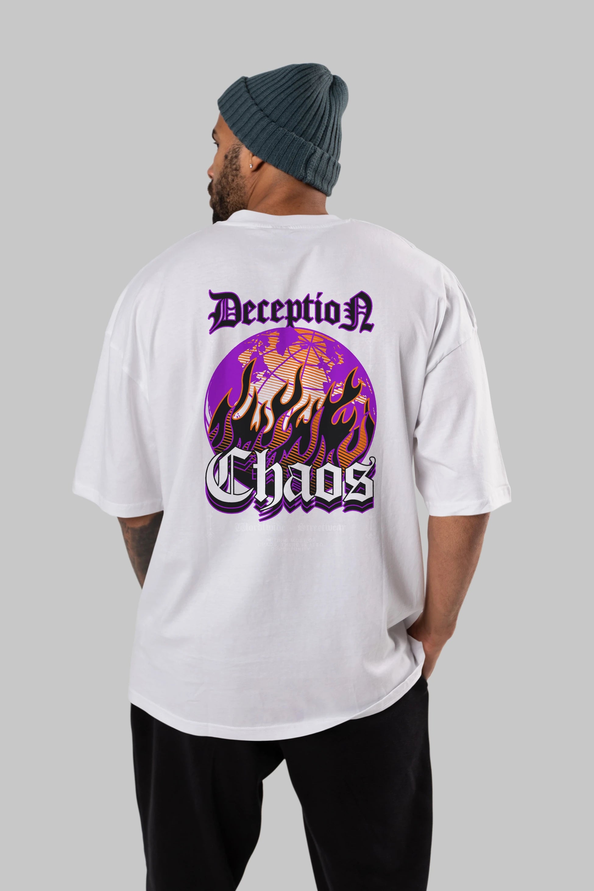 Deception Chaos Arka Baskılı Oversize t-shirt Erkek Kadın Unisex