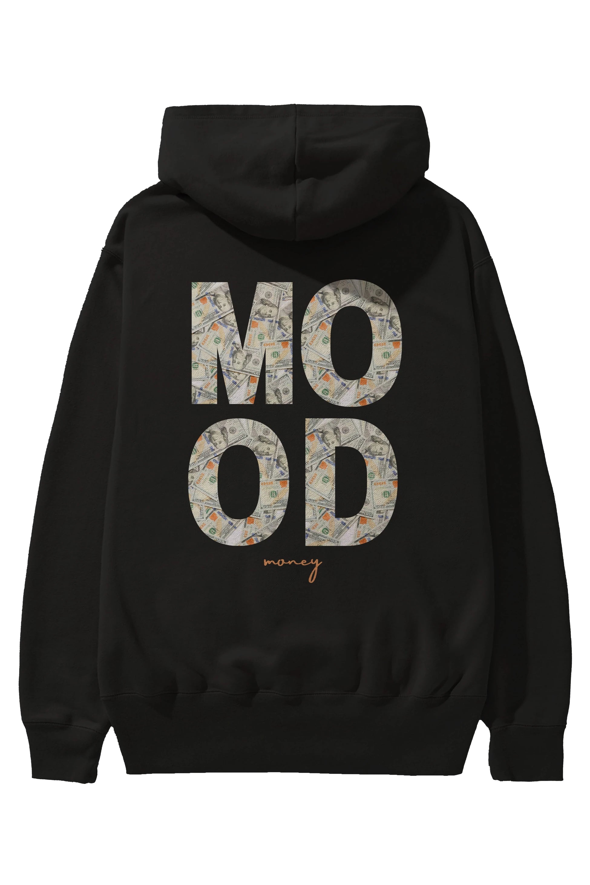 Mood Money Yazılı Arka Baskılı Oversize Hoodie Kapüşonlu Sweatshirt Erkek Kadın Unisex