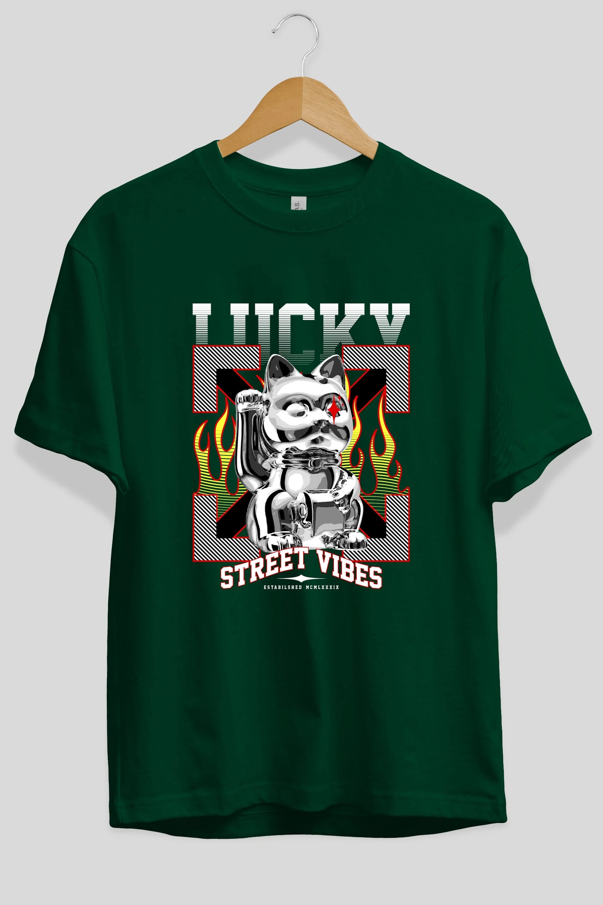 Lucky Street Vibes Ön Baskılı Oversize t-shirt Erkek Kadın Unisex