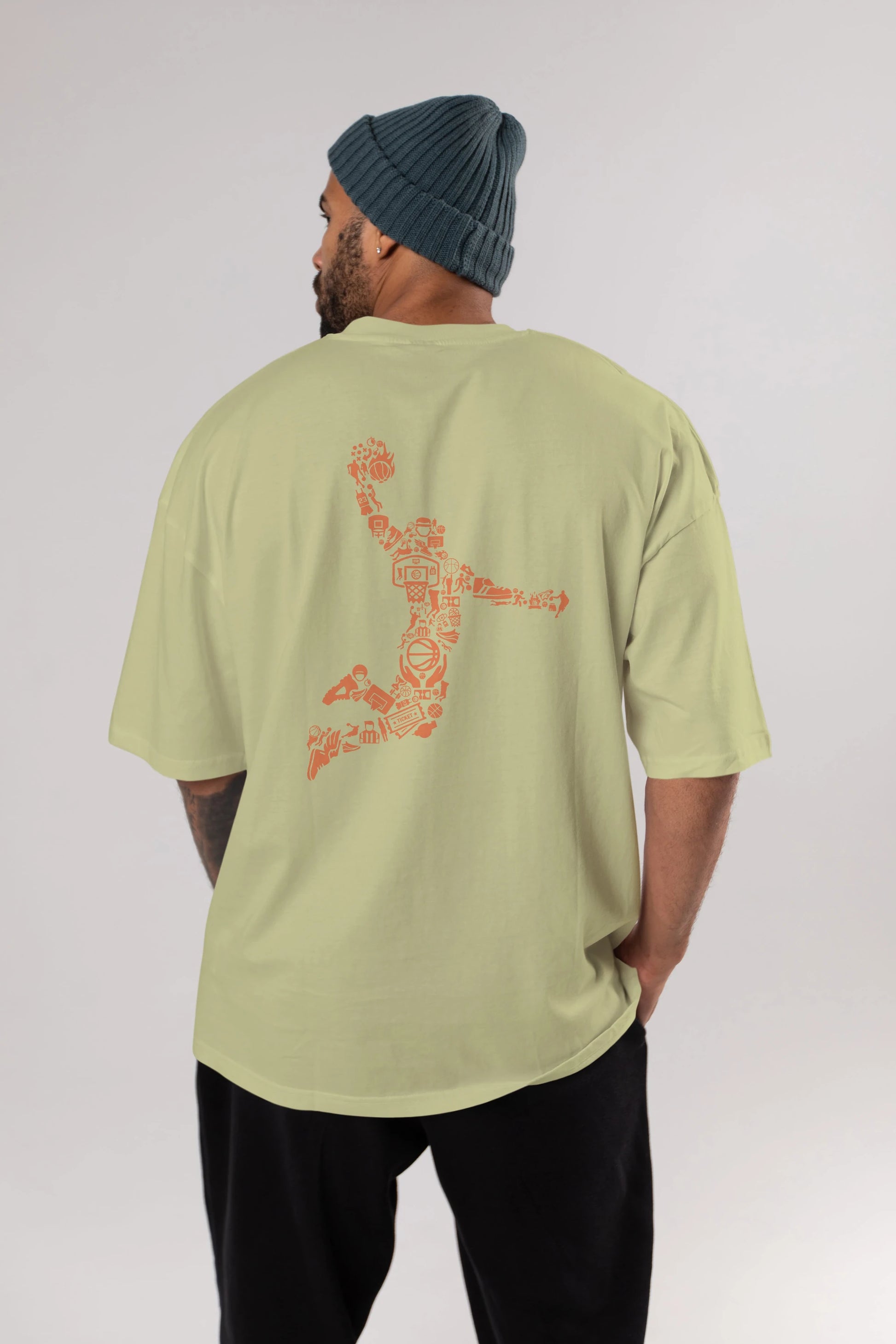 Basketball Player Arka Baskılı Oversize t-shirt %100 pamuk Erkek Kadın Unisex