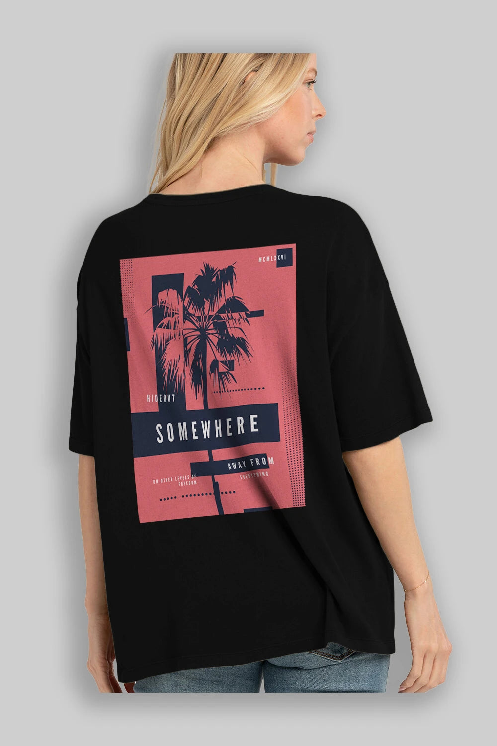 Hideout Somewhere Arka Baskılı Oversize t-shirt Erkek Kadın Unisex