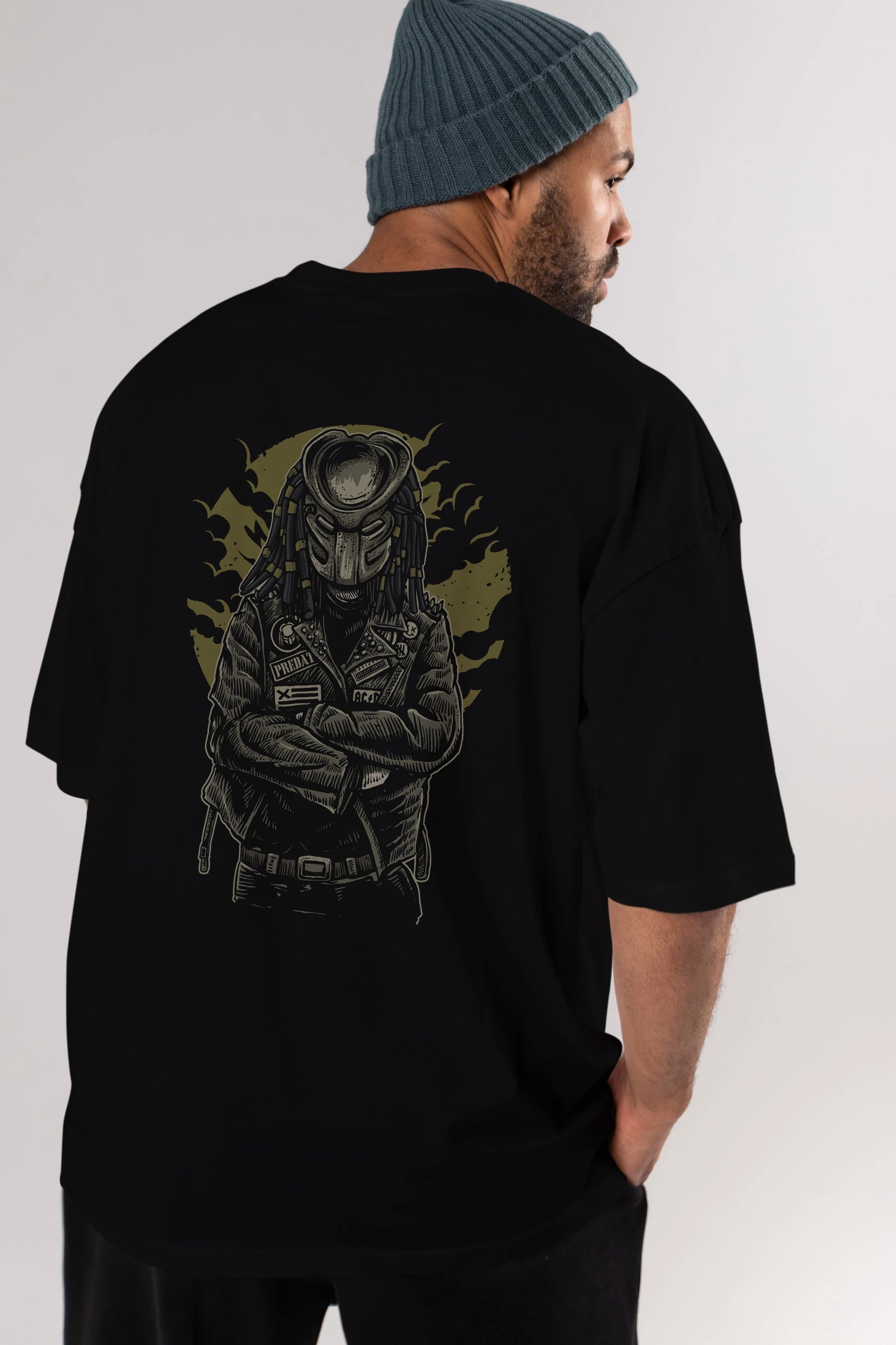 Predator Arka Baskılı Oversize t-shirt Erkek Kadın Unisex %100 Pamuk