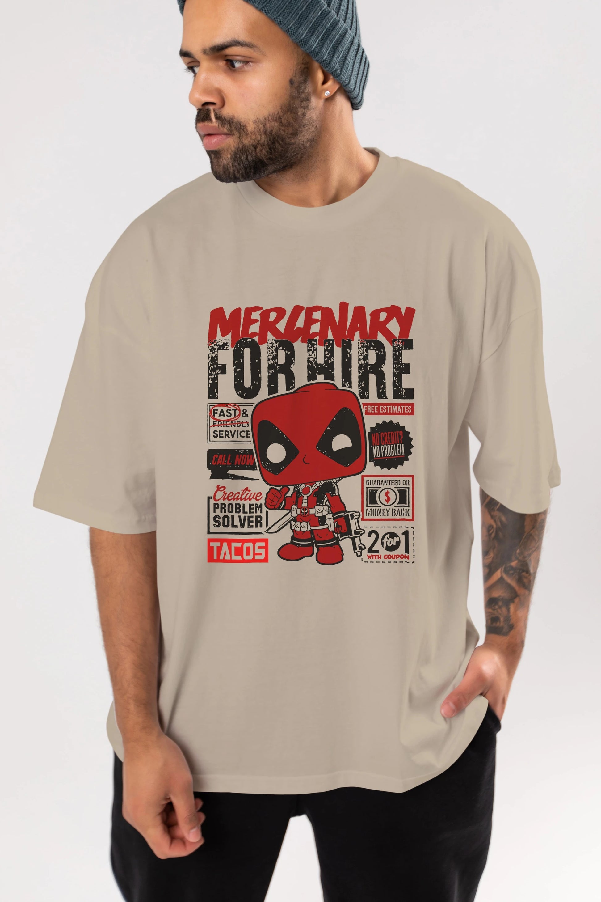 Deadpool (18) Ön Baskılı Oversize t-shirt Erkek Kadın Unisex %100 Pamuk Bisiklet Yaka tişort