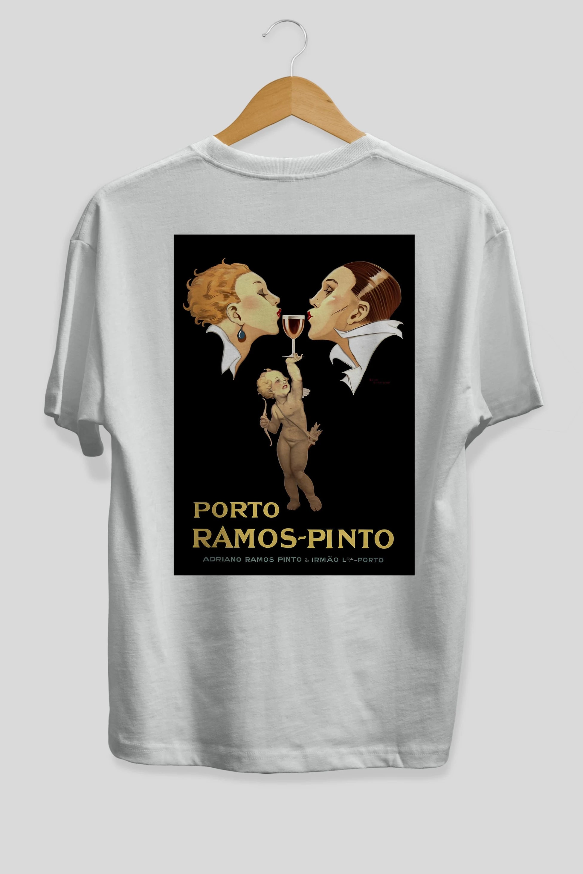 Porto Ramos Pinto Arka Baskılı Oversize t-shirt Erkek Kadın Unisex %100 Pamuk Bisiklet Yaka tişort