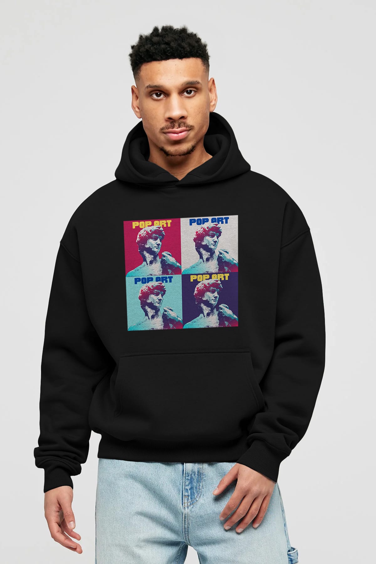Creative Pop Art Ön Baskılı Oversize Hoodie Kapüşonlu Sweatshirt Erkek Kadın Unisex