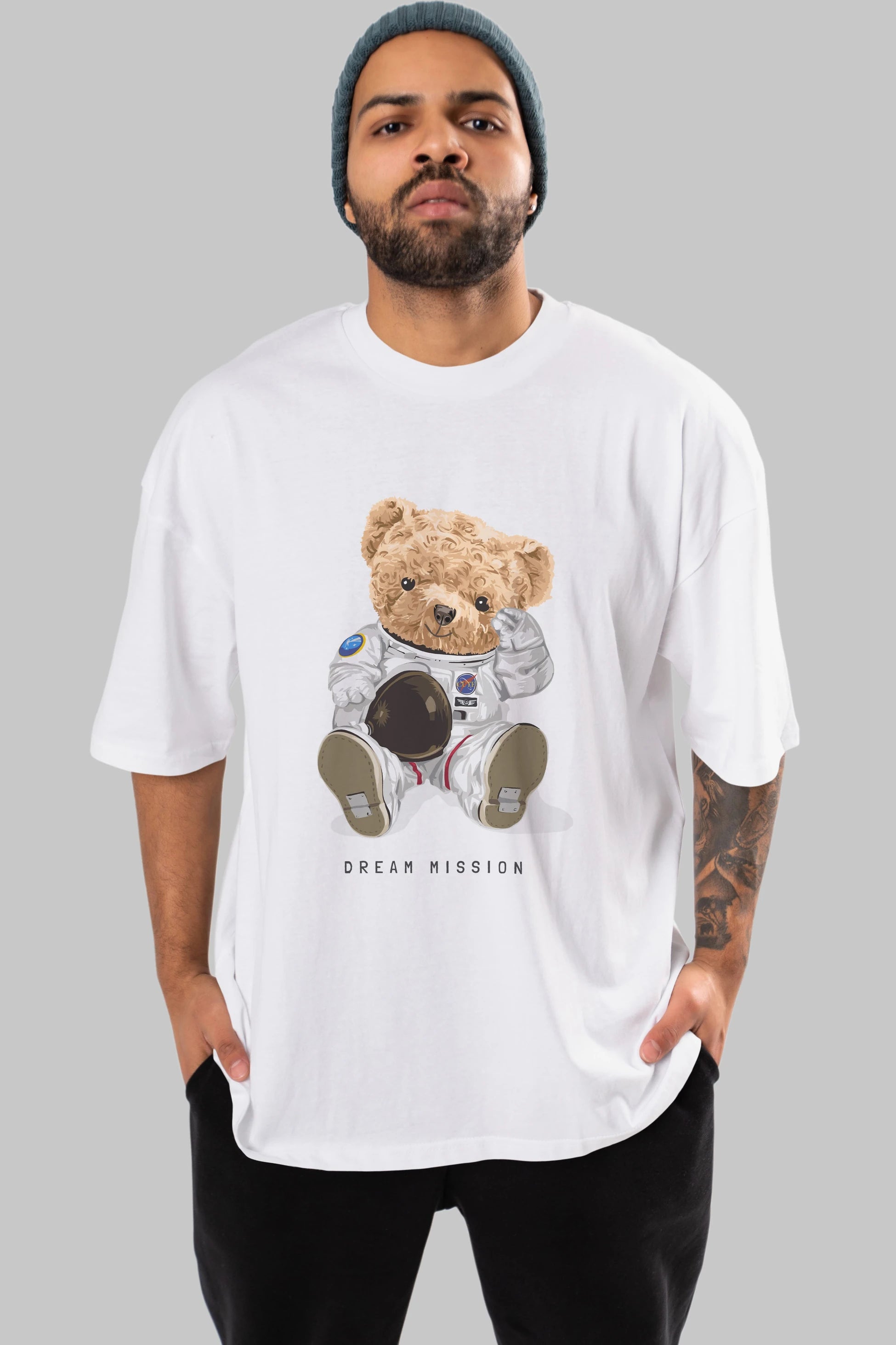 Teddy Bear Asrtonot Ön Baskılı Oversize t-shirt Erkek Kadın Unisex %100 Pamuk