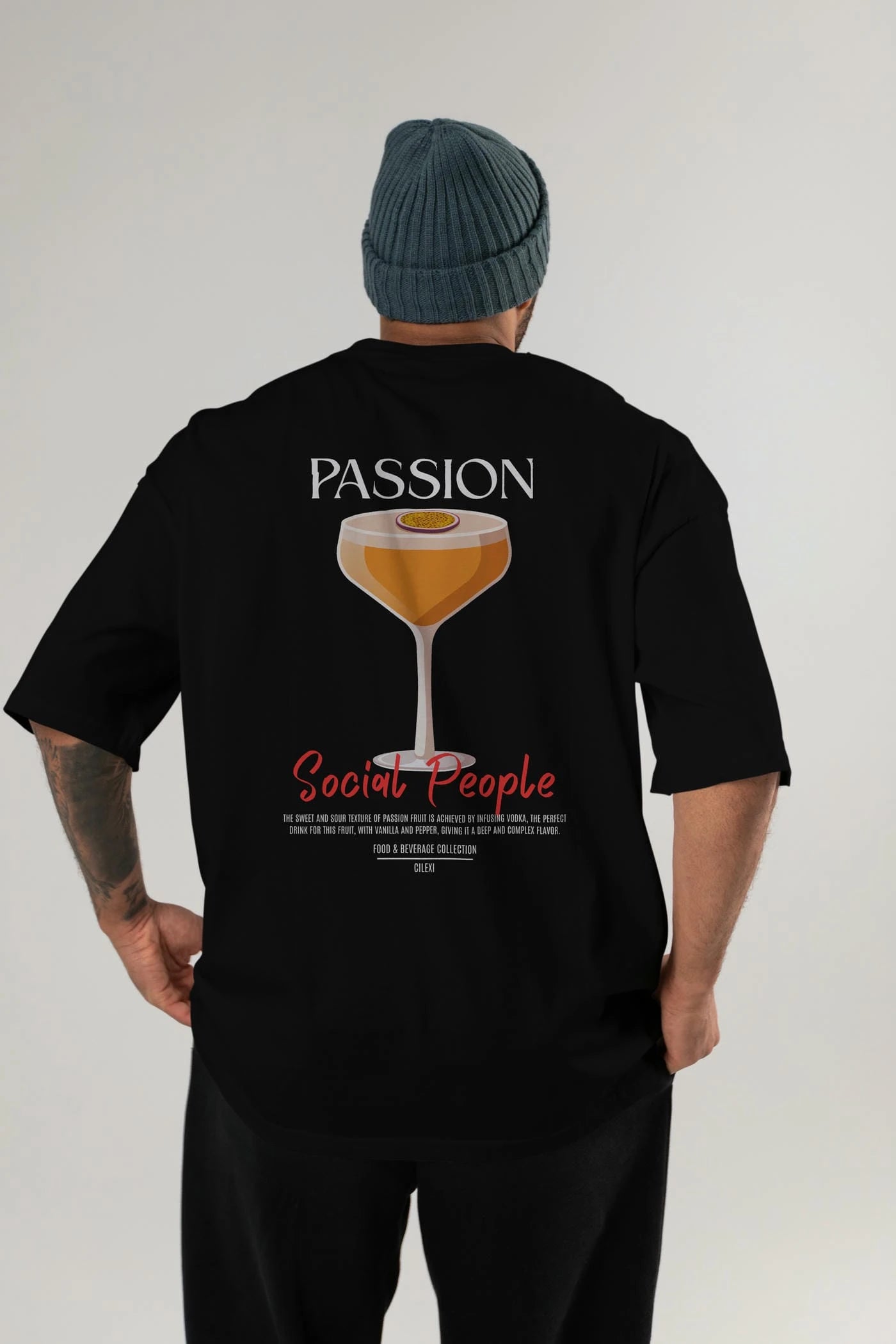 Passion Kokteyl Serisi Baskılı Oversize t-shirt Erkek Kadın Unisex %100 Pamuk Bisiklet Yaka tişort