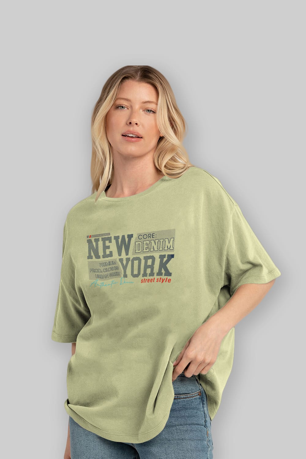 New York Street Ön Baskılı Oversize t-shirt Erkek Kadın Unisex