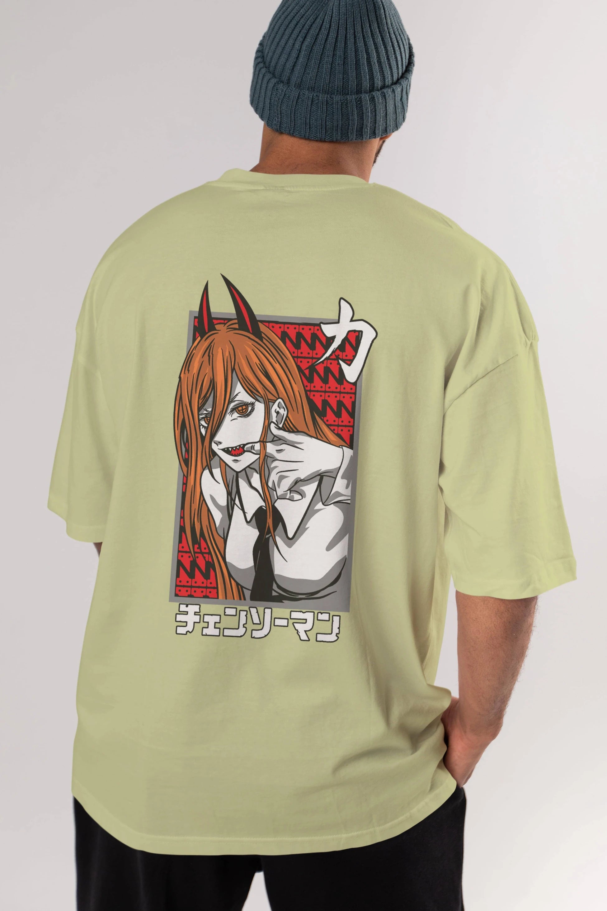 CHAINSAWMAN POWER Anime Arka Baskılı Oversize t-shirt Erkek Kadın Unisex