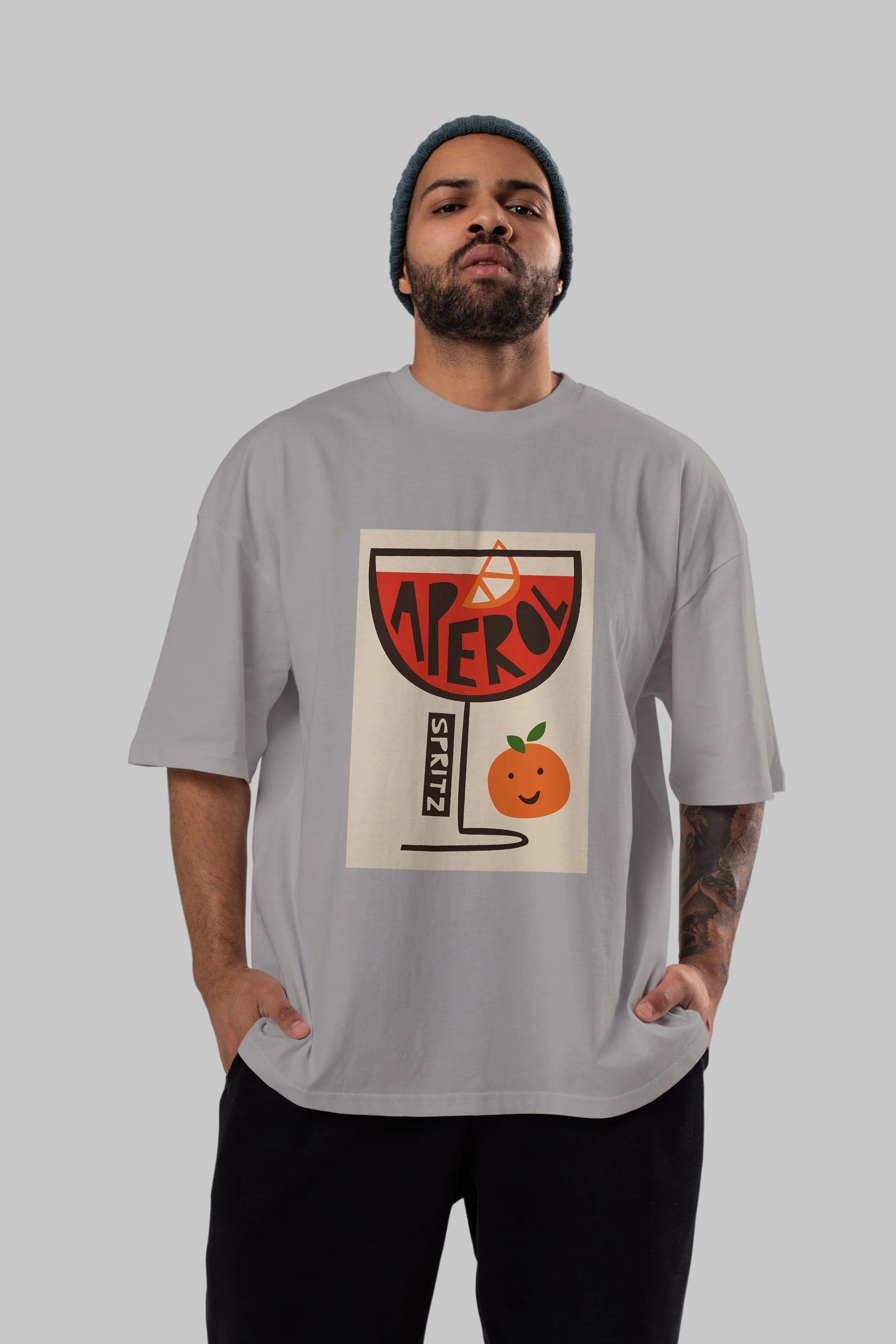 Aperol Spritz 9 Ön Baskılı Oversize t-shirt Erkek Kadın Unisex %100 Pamuk Bisiklet Yaka tişort