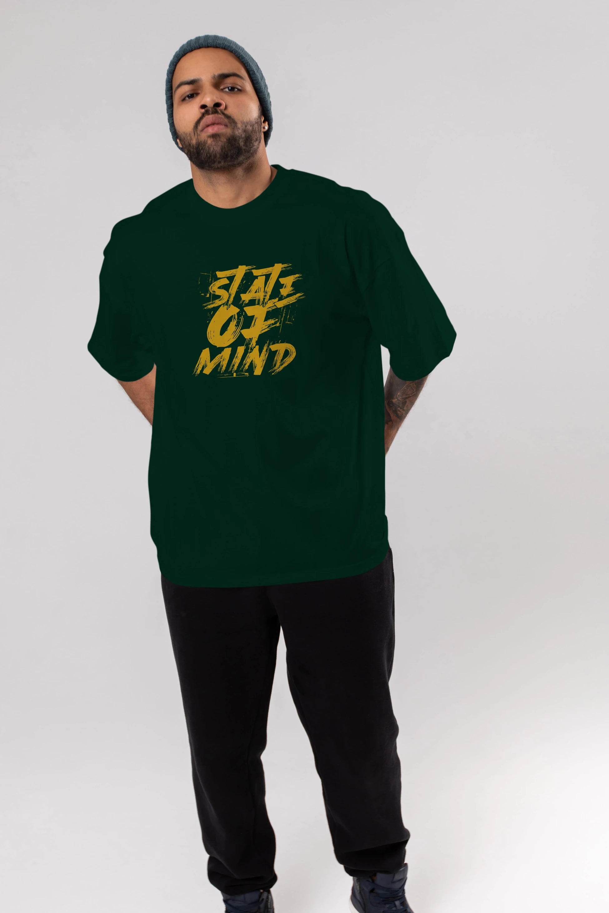 State on Mind Ön Baskılı Oversize t-shirt Erkek Kadın Unisex