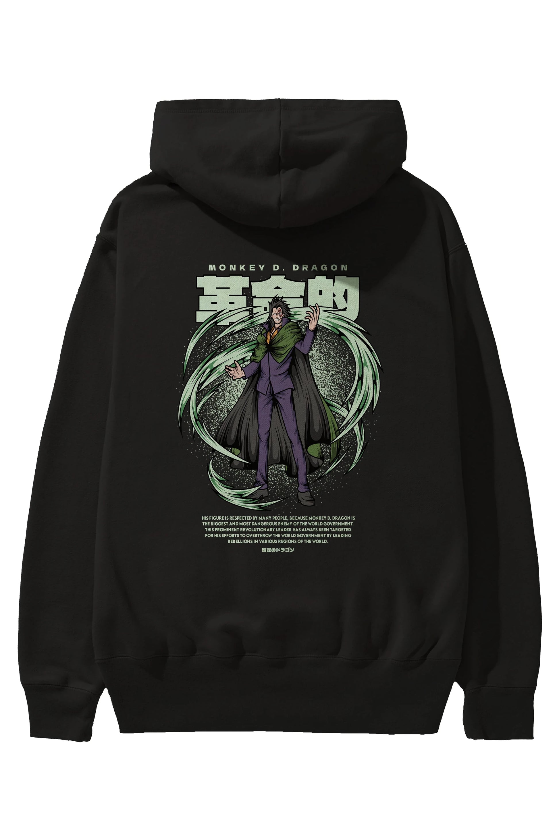 Monkey D. Dragon Anime Arka Baskılı Hoodie Oversize Kapüşonlu Sweatshirt Erkek Kadın Unisex