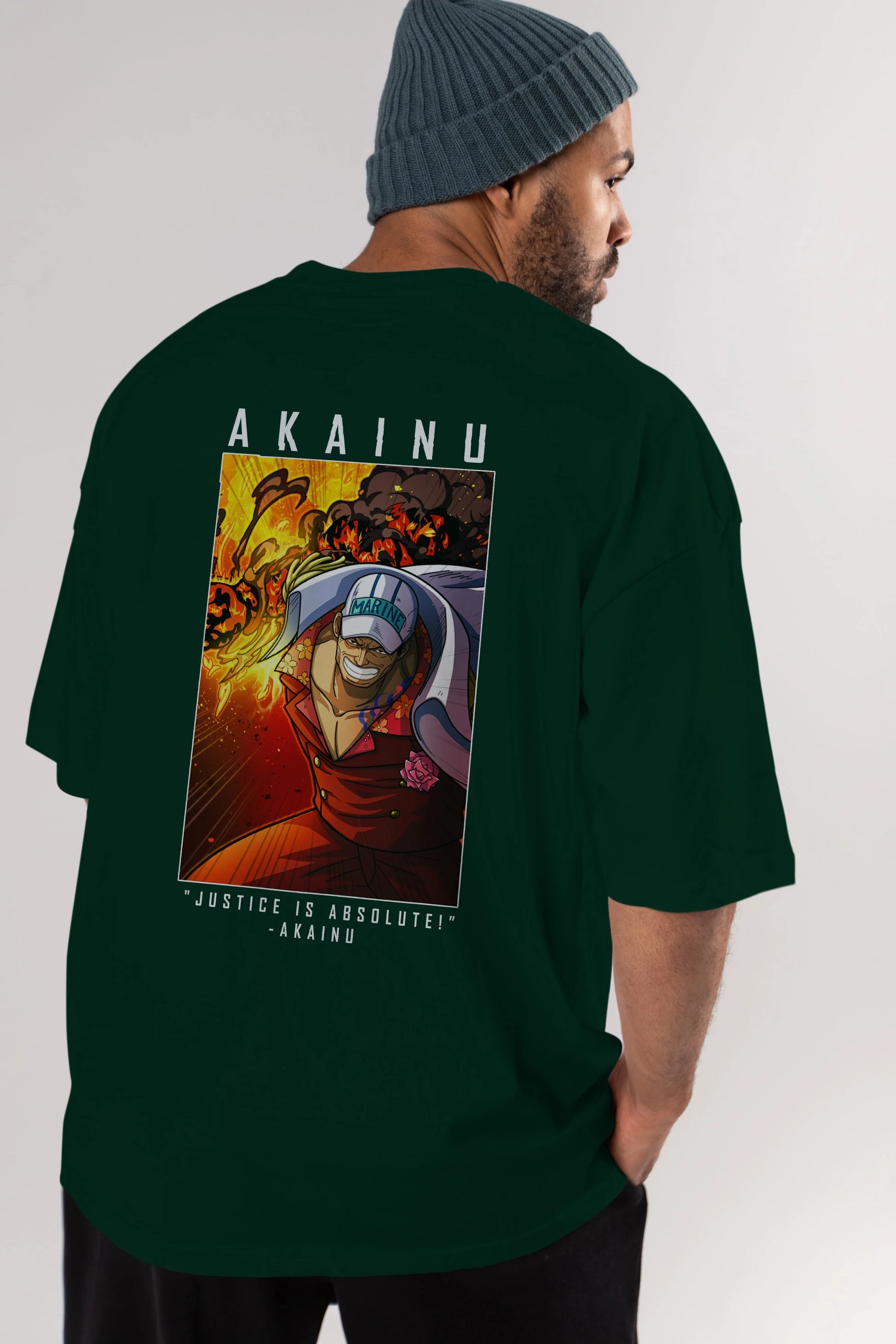 Sakazuki Anime Arka Baskılı Oversize t-shirt Erkek Kadın Unisex %100 pamuk tişort