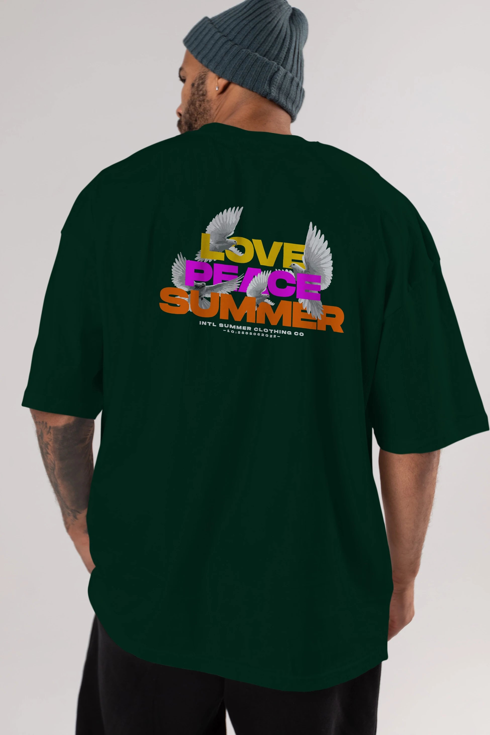Love Peace Summer Arka Baskılı Oversize t-shirt Erkek Kadın Unisex