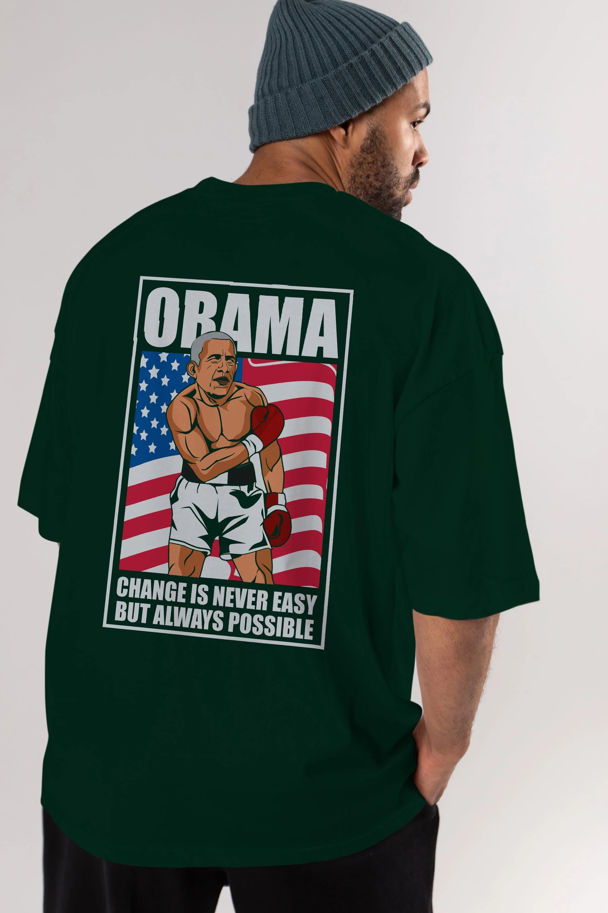 Obama Arka Baskılı Oversize t-shirt Erkek Kadın Unisex %100 Pamuk tişort