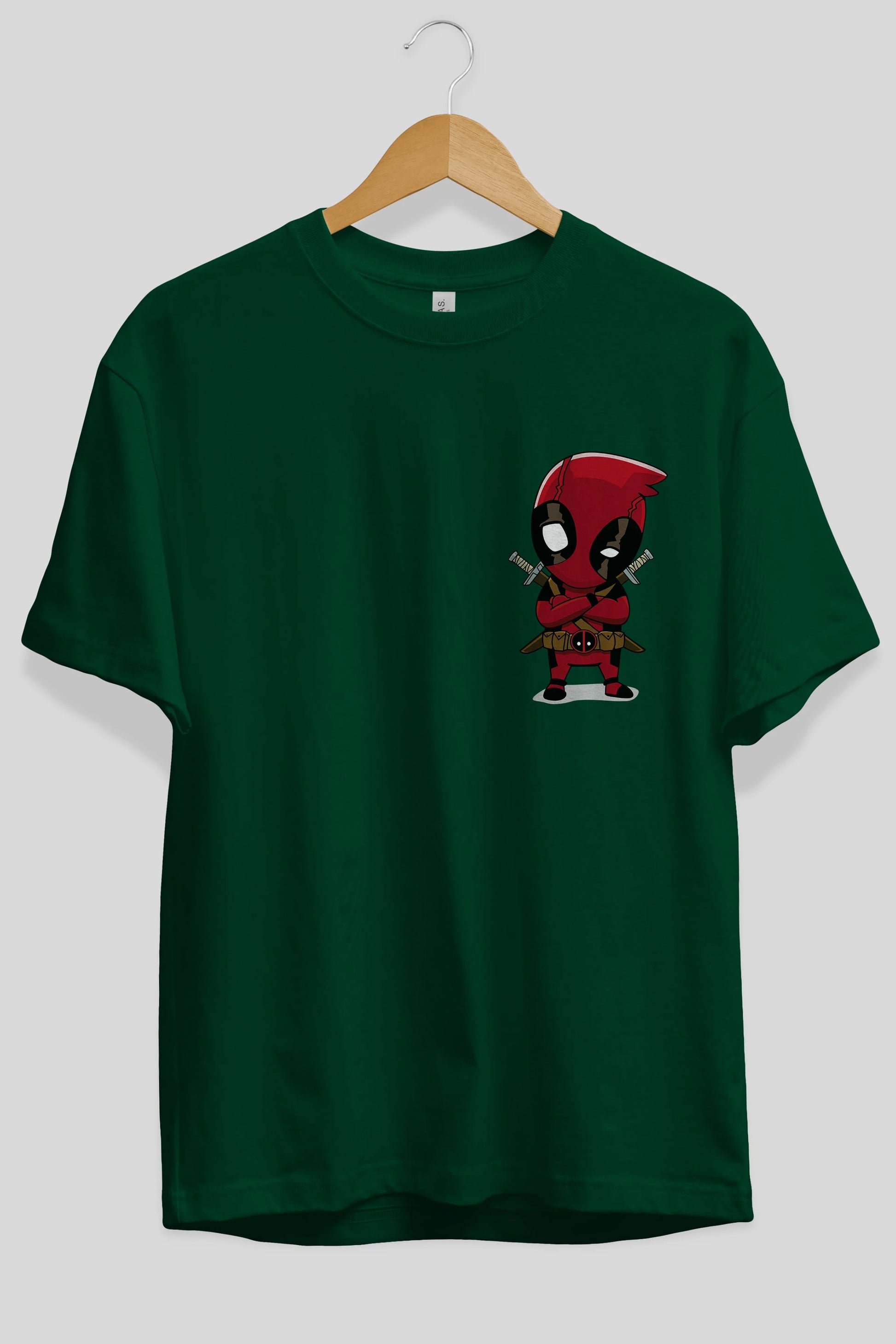 Deadpool (19) Ön Sol Baskılı Oversize t-shirt Erkek Kadın Unisex %100 Pamuk Bisiklet Yaka tişort