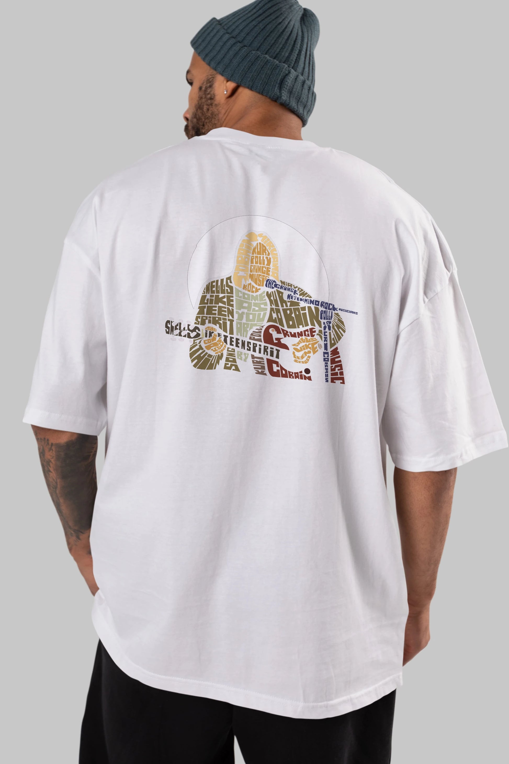 Kurt Cobain Arka Baskılı Oversize t-shirt %100 pamuk Erkek Kadın Unisex
