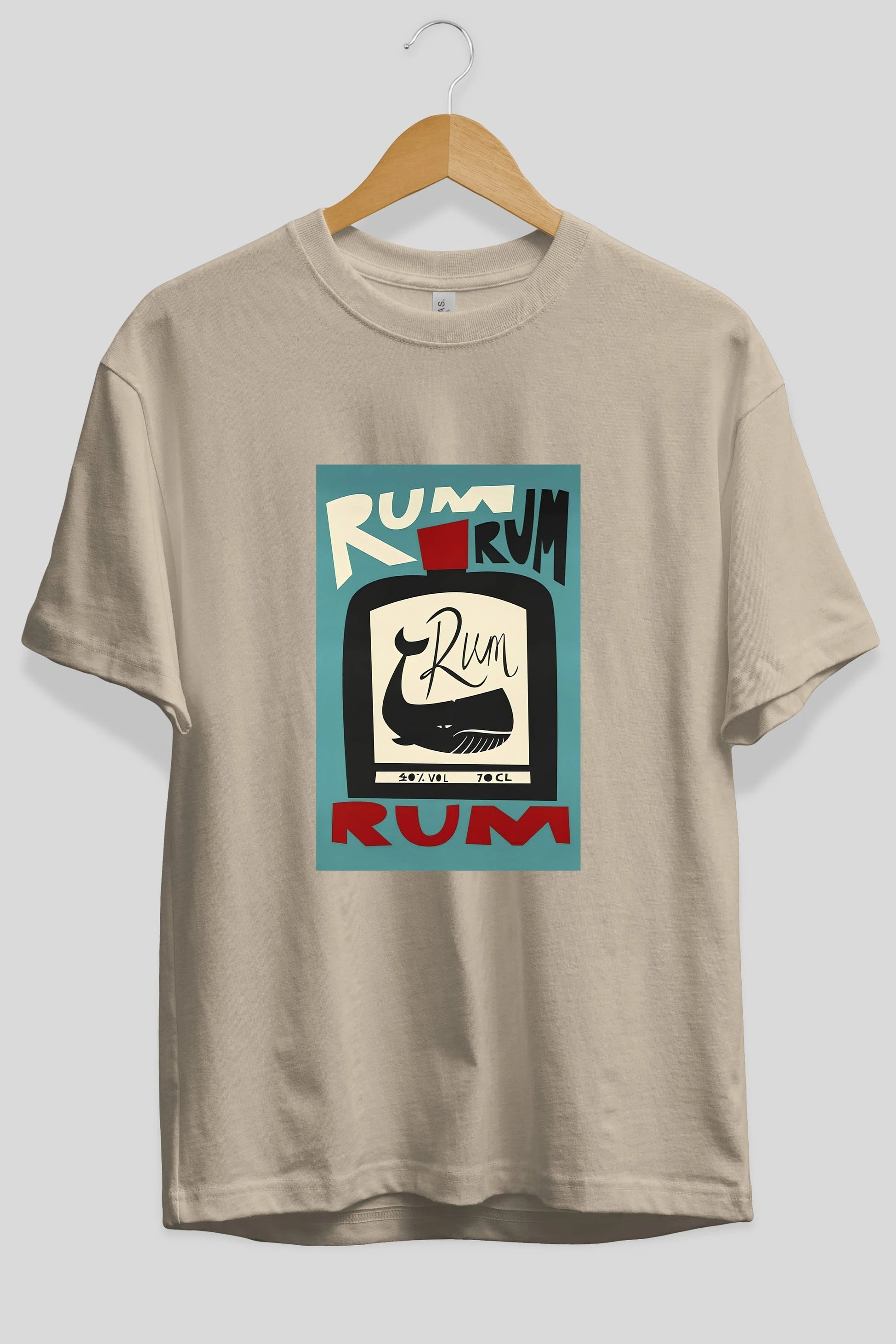 Rum Ön Baskılı Oversize t-shirt Erkek Kadın Unisex %100 Pamuk Bisiklet Yaka tişort