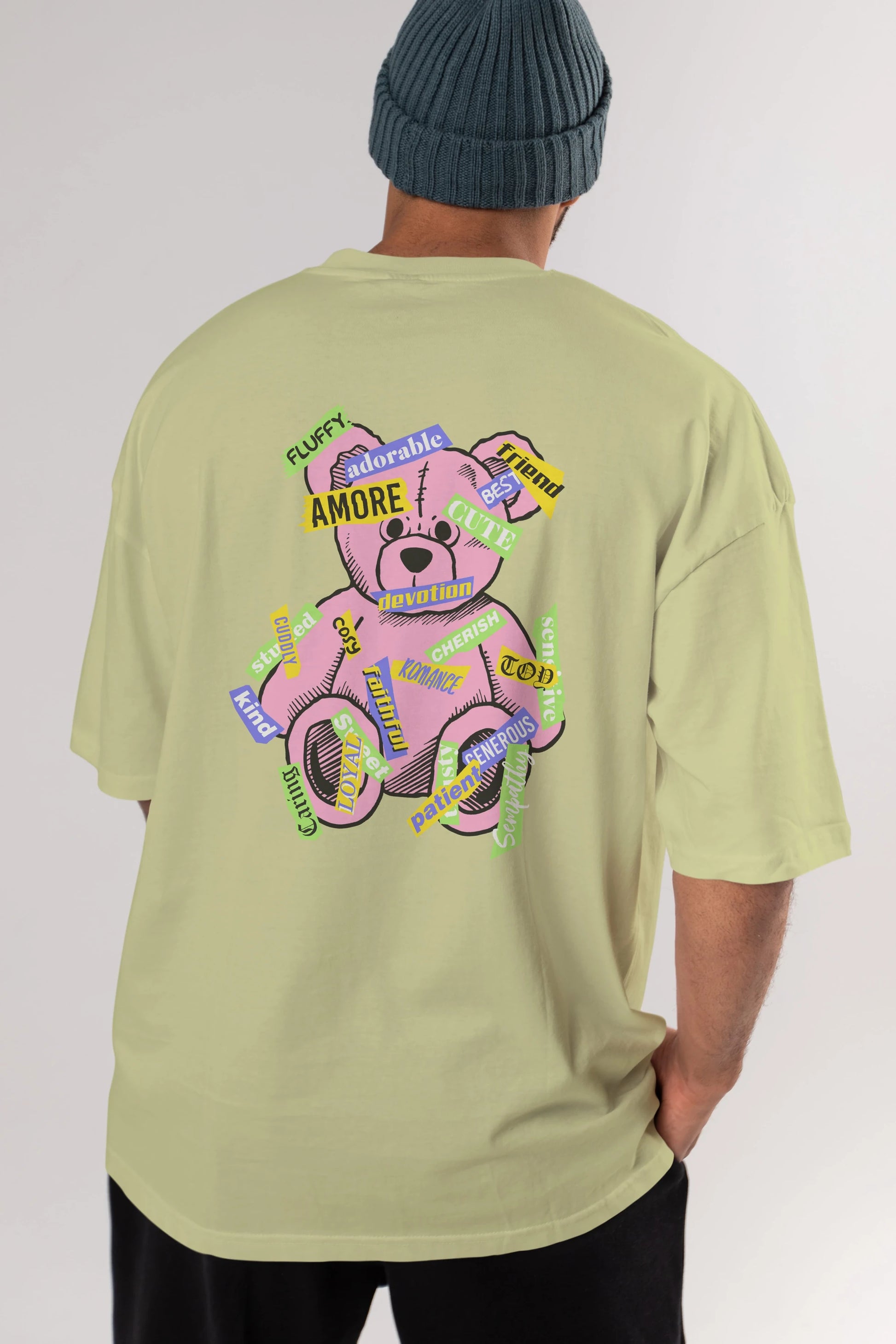 Teddy Bear Cute Arka Baskılı Oversize t-shirt Erkek Kadın Unisex