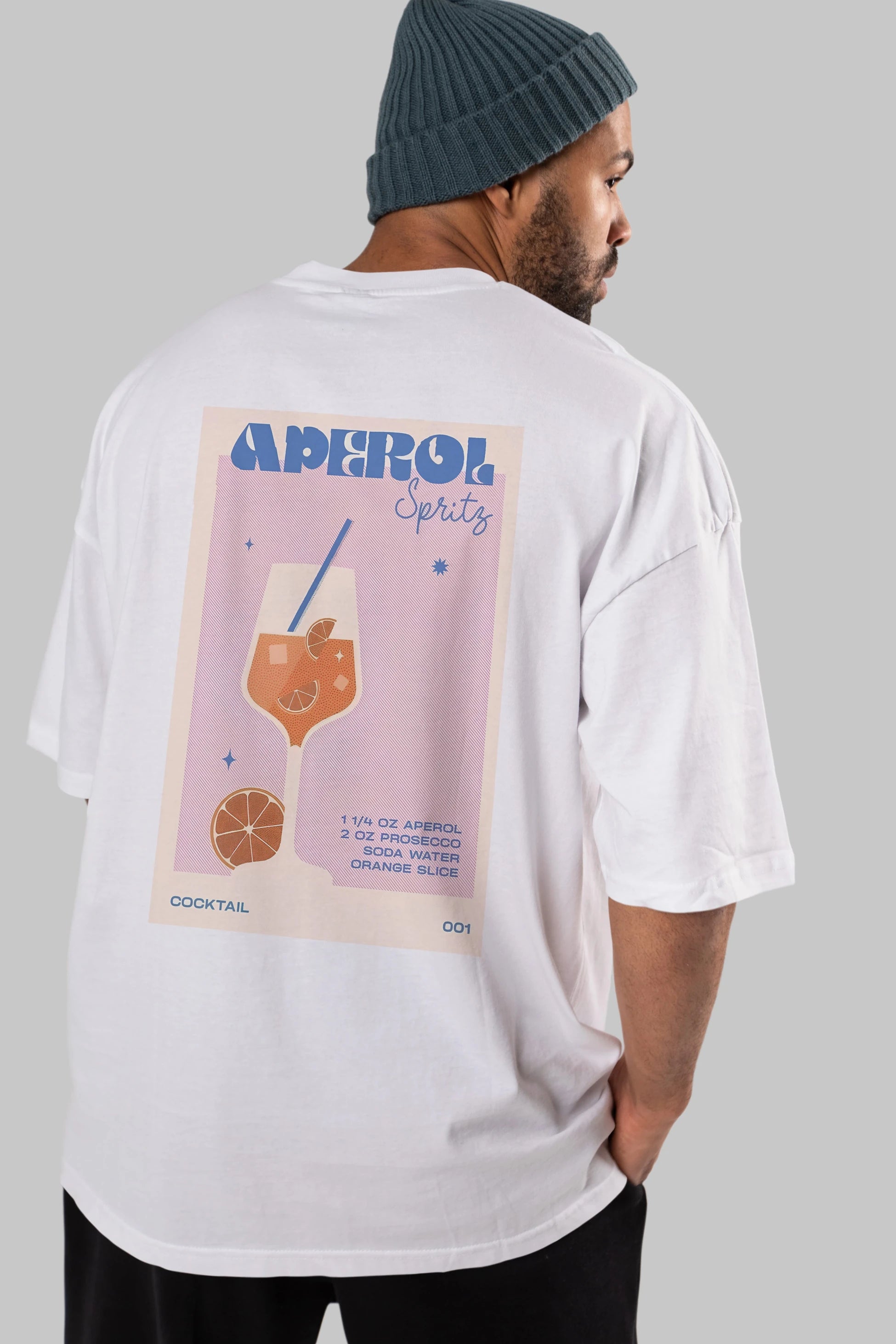 Aperol Spritz Arka Baskılı Oversize t-shirt Erkek Kadın Unisex %100 Pamuk Bisiklet Yaka tişort
