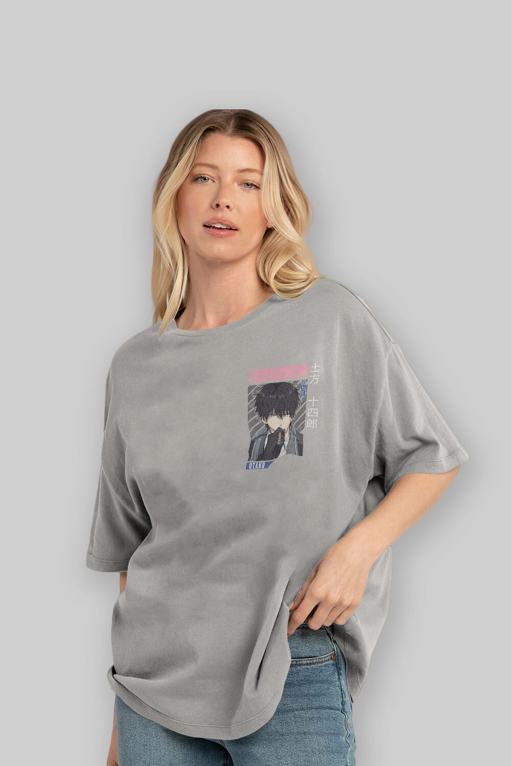 Toushirou Hijikata 2 Ön Sol Baskılı Oversize t-shirt Erkek Kadın Unisex %100 Pamuk Bisiklet Yaka tişort