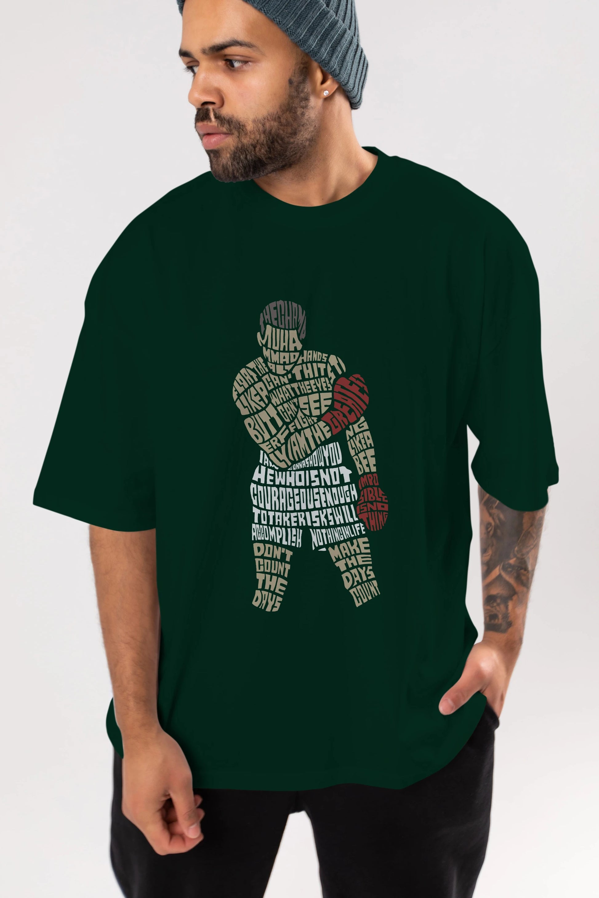 The Champ Muhammad Ali Ön Baskılı Oversize t-shirt %100 pamuk Erkek Kadın Unisex