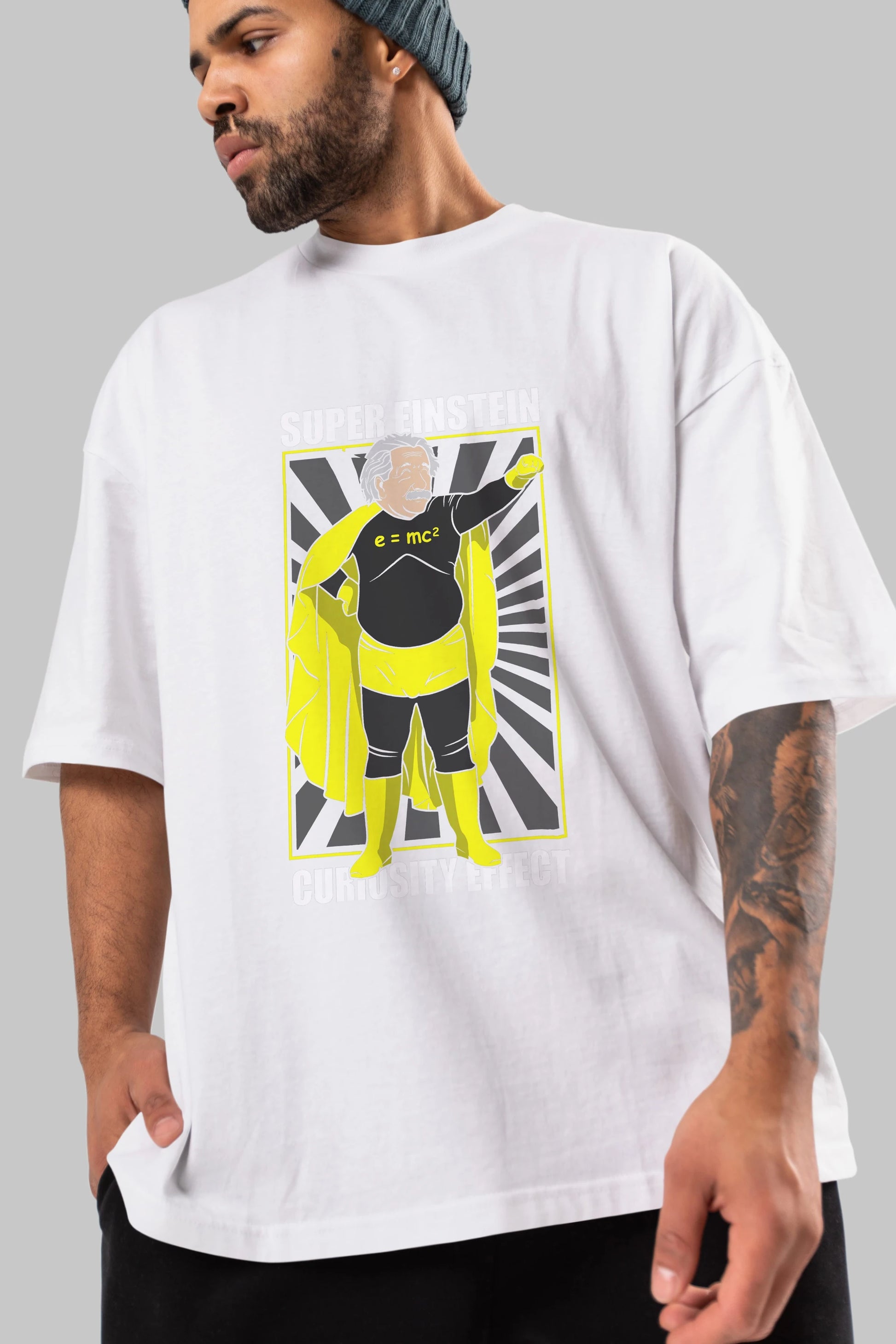 Super Einsten Ön Baskılı Oversize t-shirt Erkek Kadın Unisex %100 Pamuk tişort