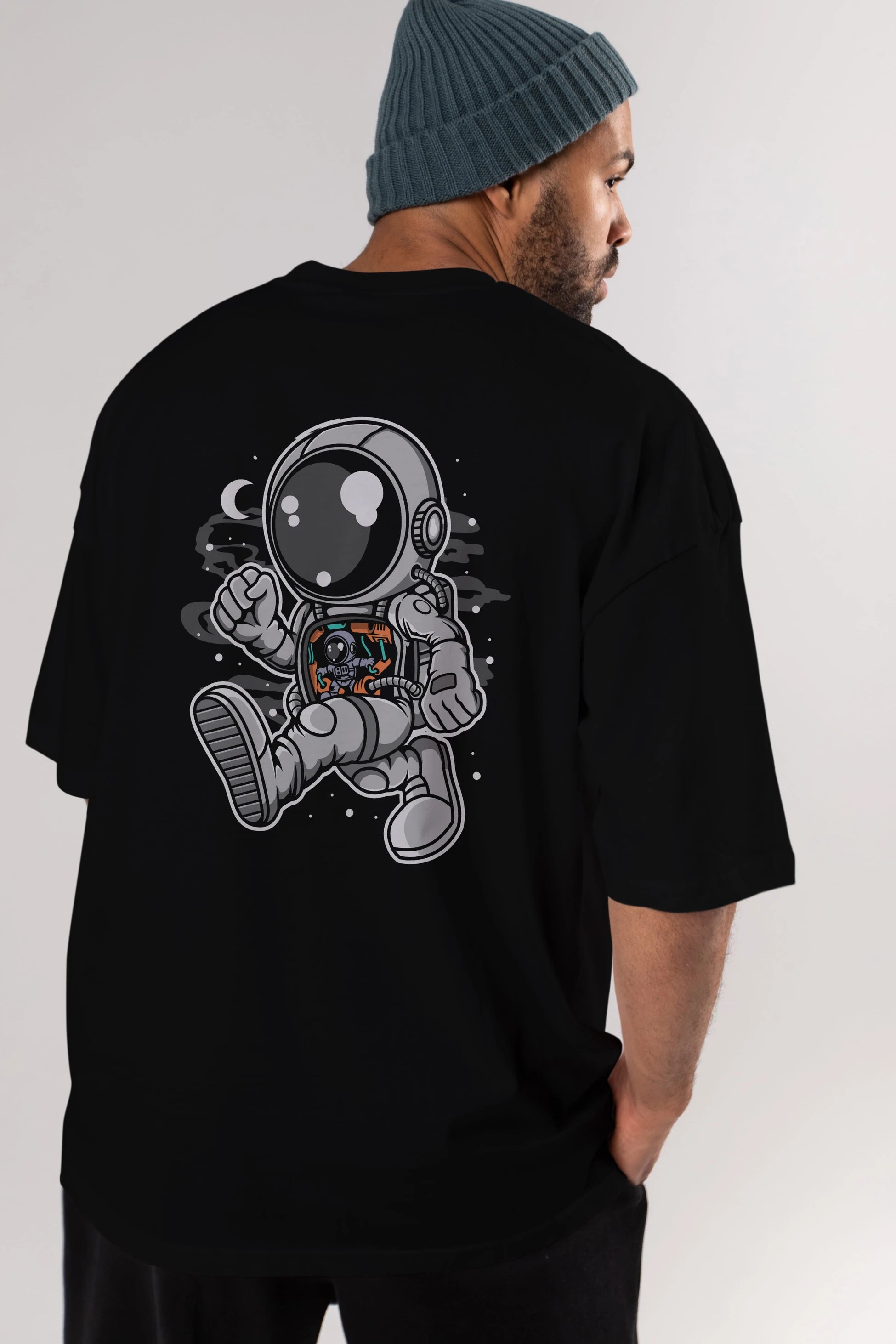 Astronaut Robotic Machine Arka Baskılı Oversize t-shirt Erkek Kadın Unisex