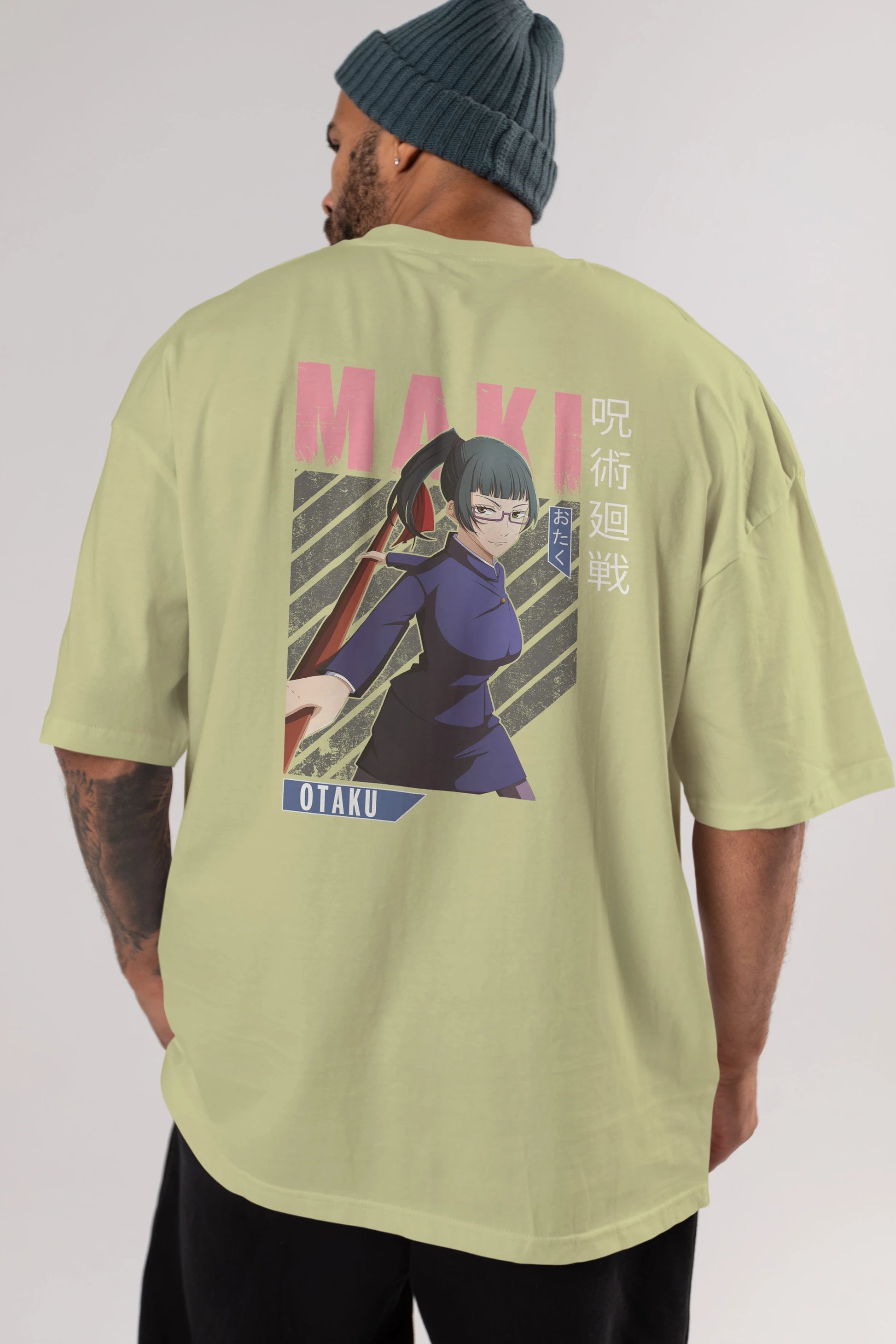 Maki Zenin CHAINSAWMAN Anime Arka Baskılı Oversize t-shirt Erkek Kadın Unisex