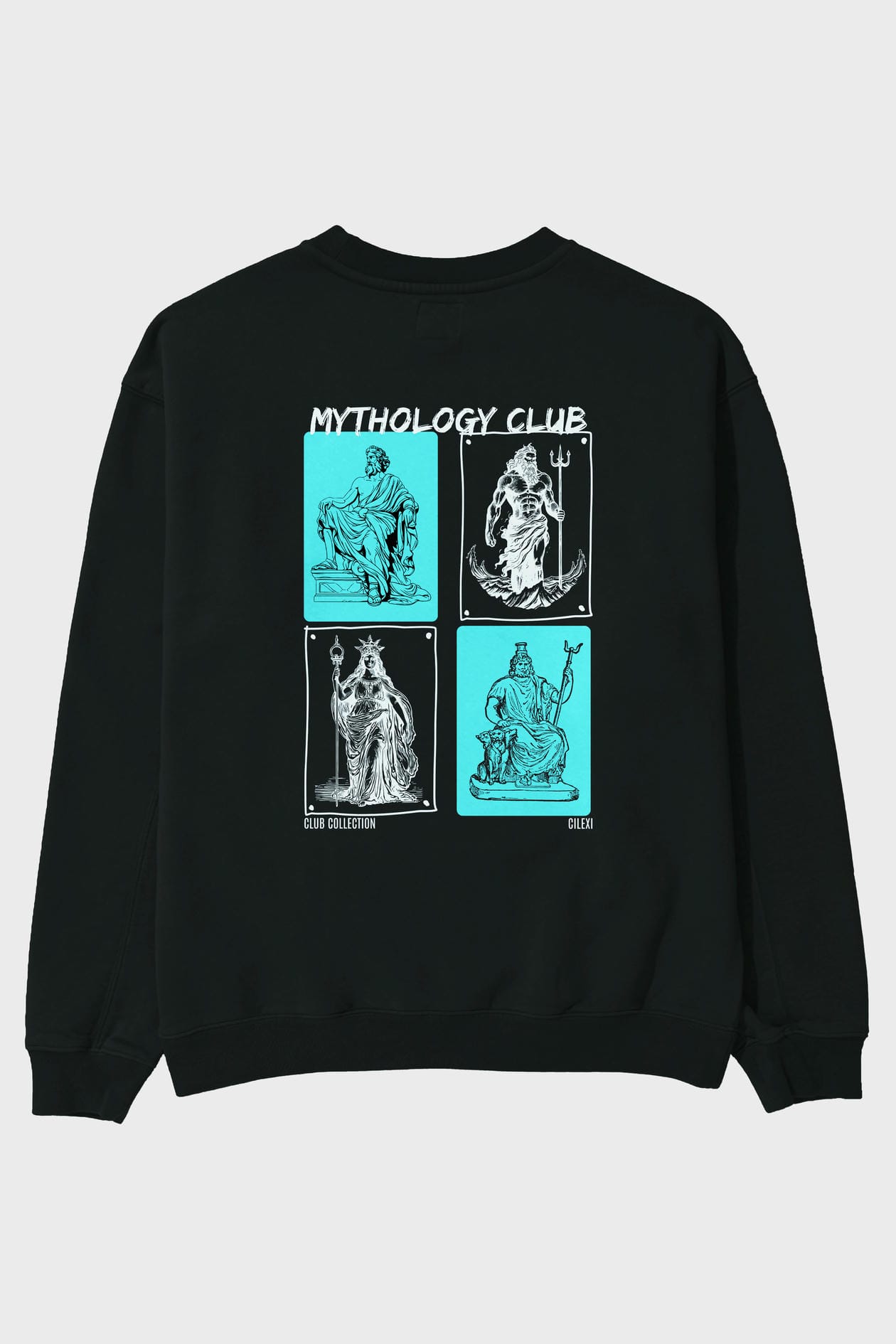 Mythology Club Arka Baskılı Oversize Sweatshirt Erkek Kadın Unisex