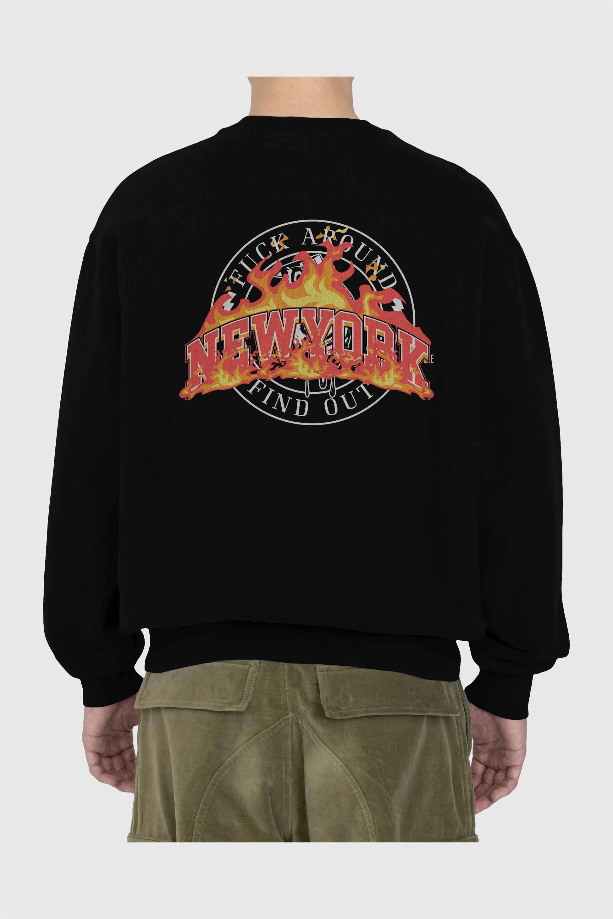 Newyork Style Arka Baskılı Oversize Sweatshirt Erkek Kadın Unisex