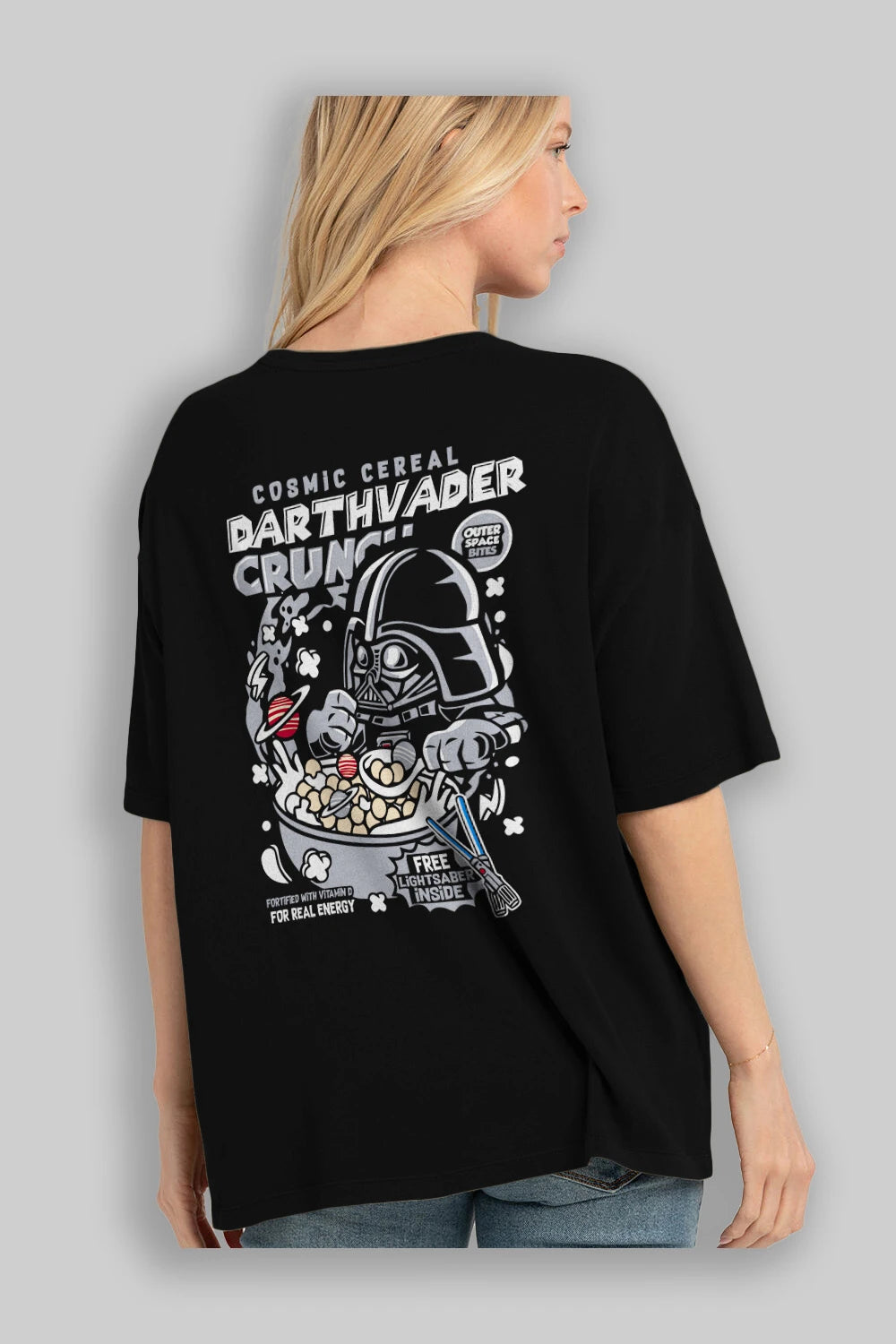 Darth Vader (2) Arka Baskılı Oversize t-shirt Erkek Kadın Unisex %100 Pamuk Bisiklet Yaka tişort