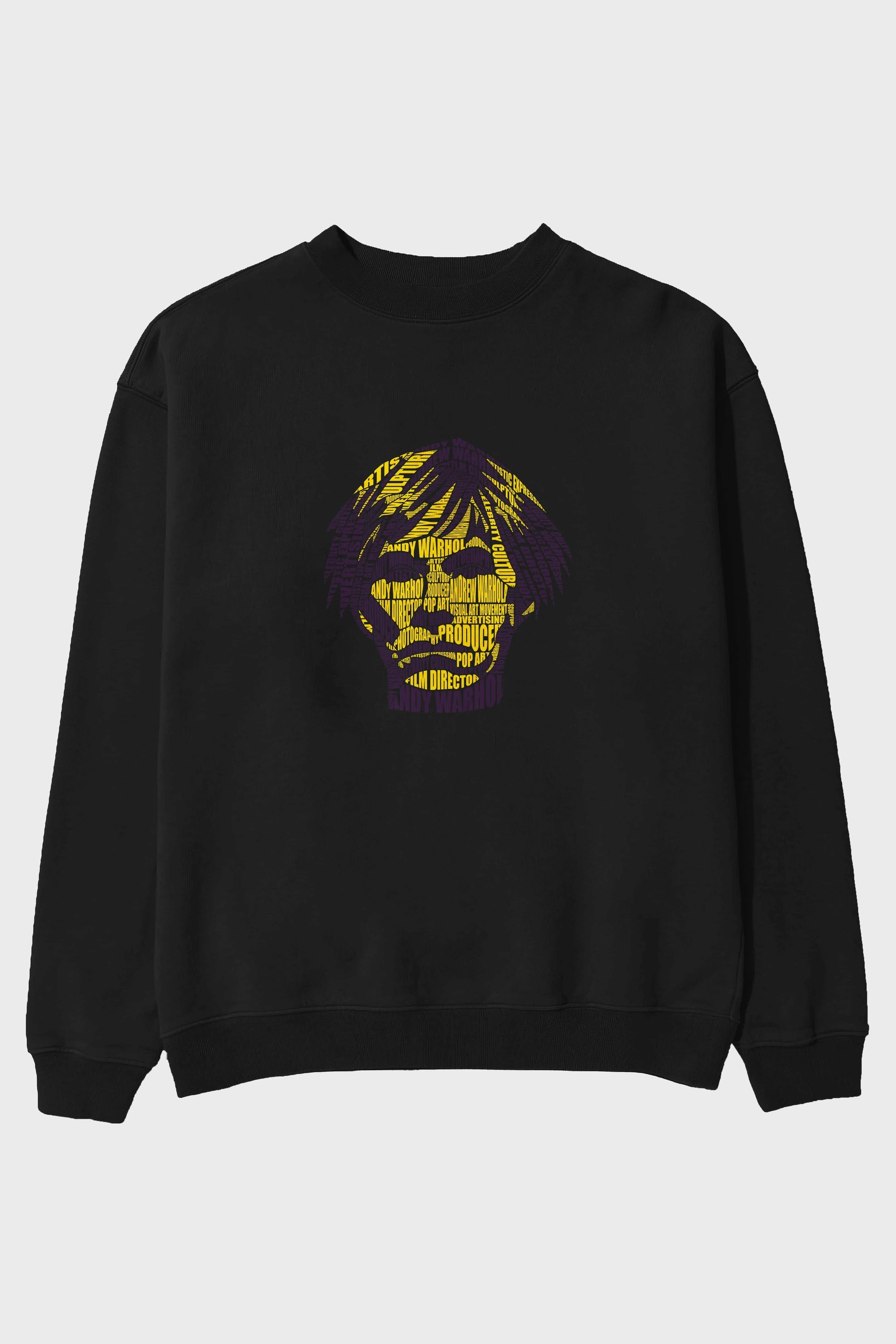 Andy Warhol Calligram Ön Baskılı Oversize Sweatshirt Erkek Kadın Unisex