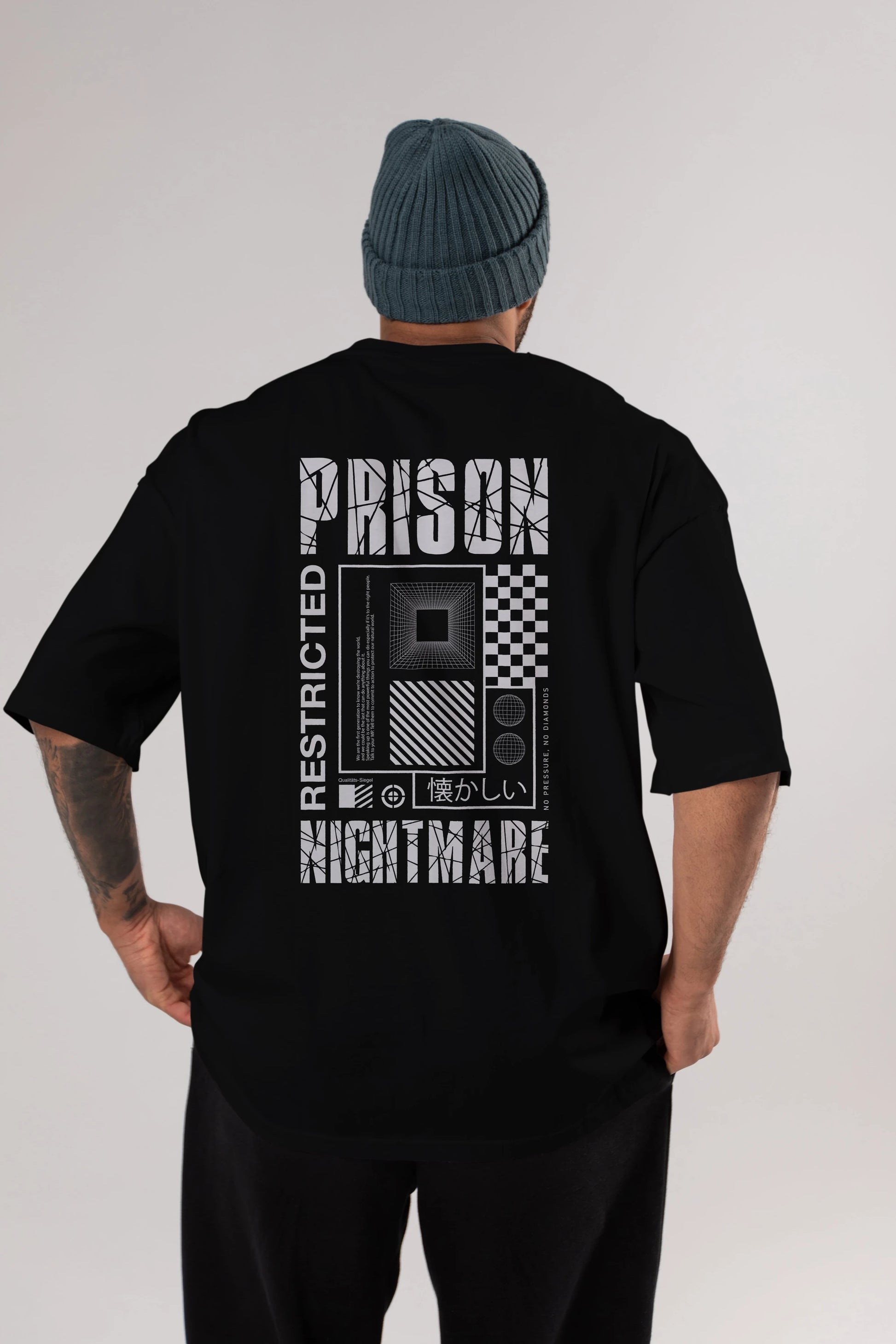 Prison Nightmare Arka Baskılı Oversize t-shirt Erkek Kadın Unisex