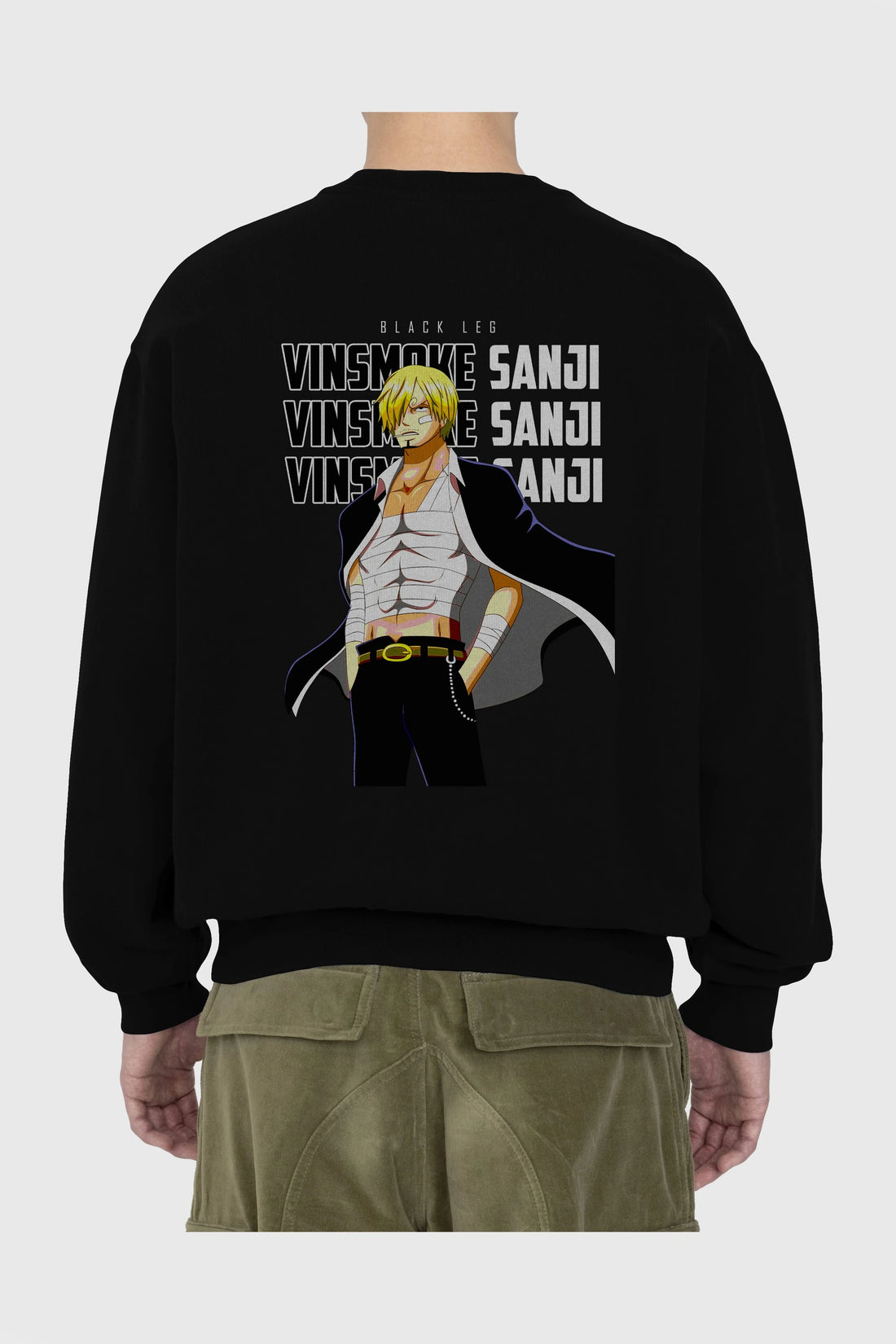 Sanji Arka Baskılı Anime Oversize Sweatshirt Erkek Kadın Unisex