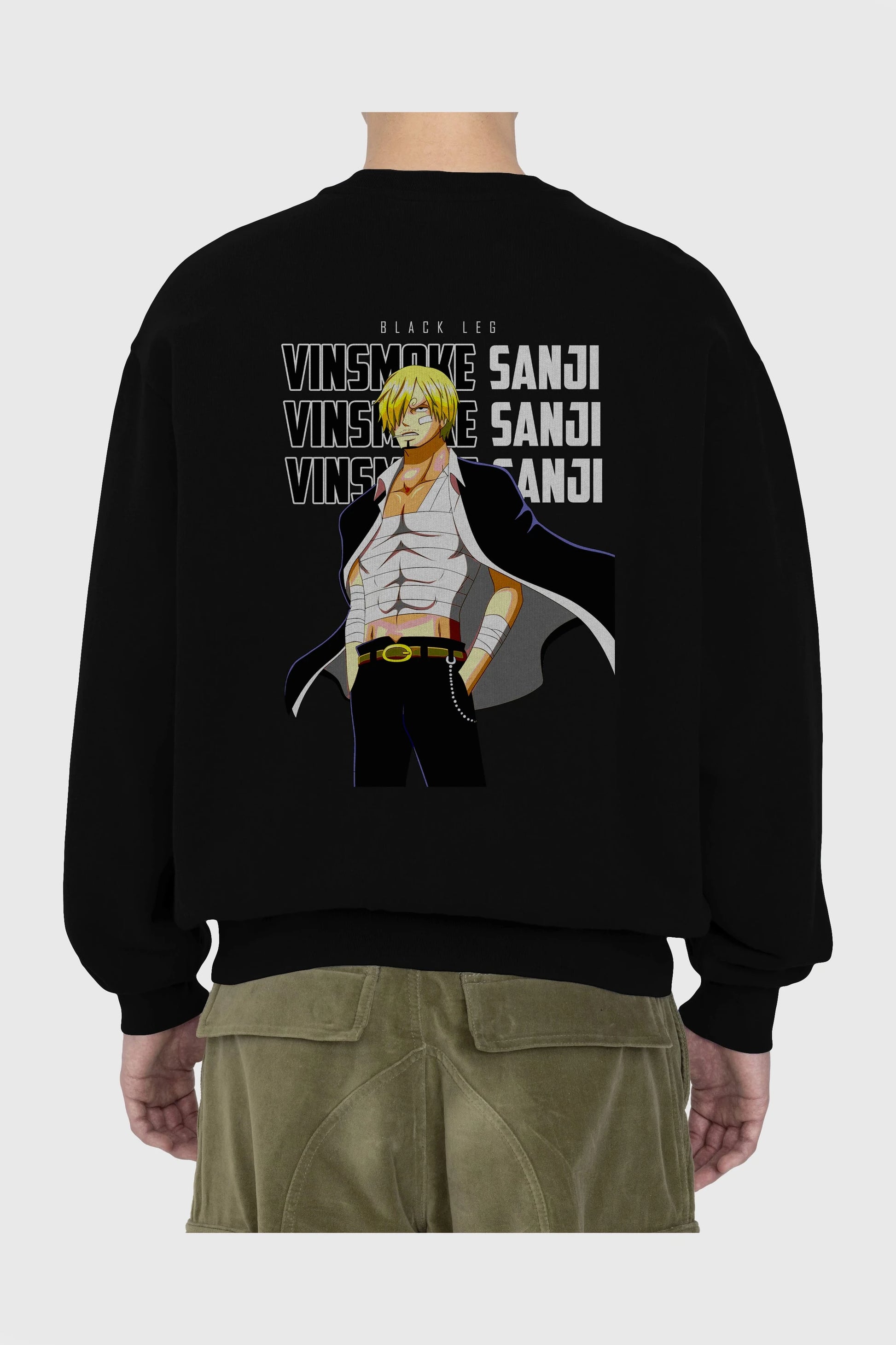 Sanji Arka Baskılı Anime Oversize Sweatshirt Erkek Kadın Unisex