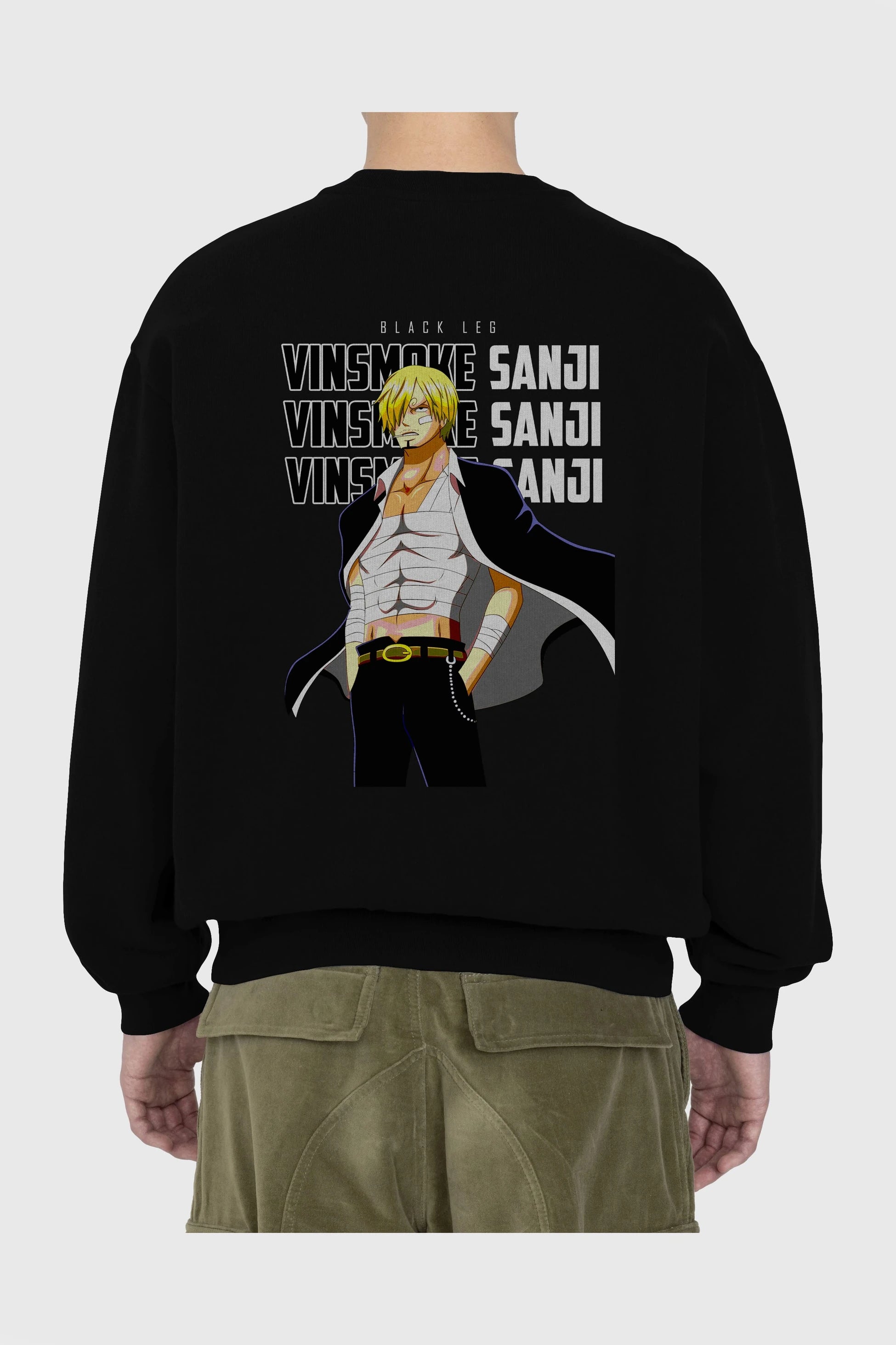 Sanji Arka Baskılı Anime Oversize Sweatshirt Erkek Kadın Unisex