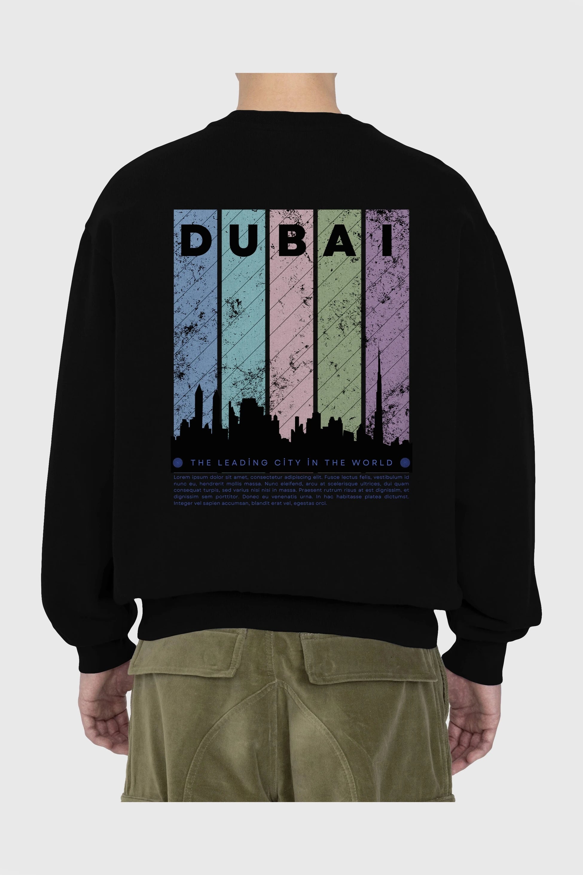 Dubai Yazılı Arka Baskılı Oversize Sweatshirt Erkek Kadın Unisex