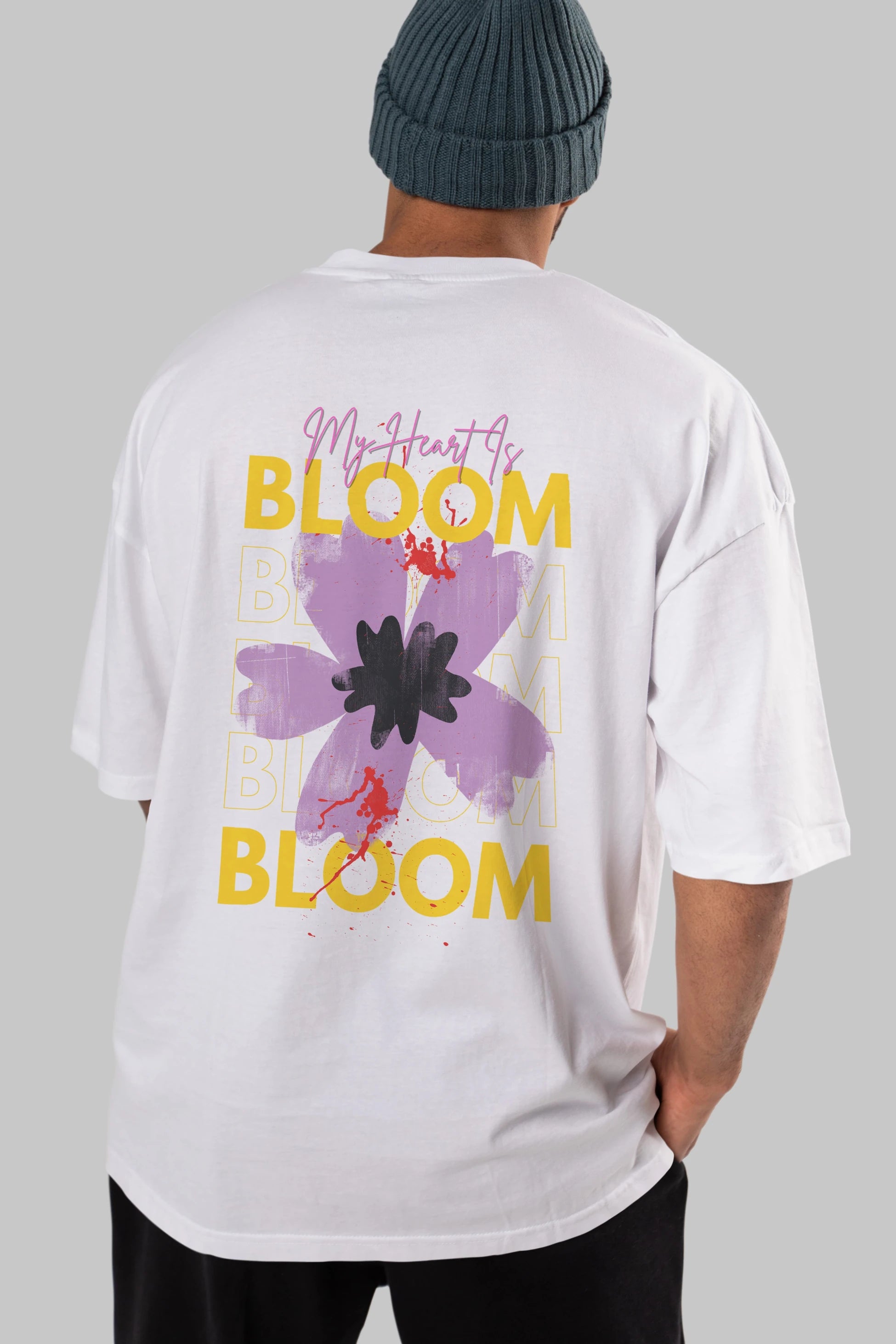 Bloom Yazılı Arka Baskılı Oversize t-shirt Erkek Kadın Unisex
